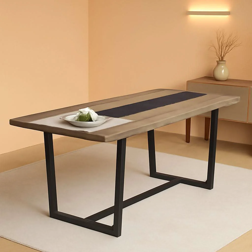 Crafted 71 Inch Grey Dining Table Industrial Farmhouse Style Breathable