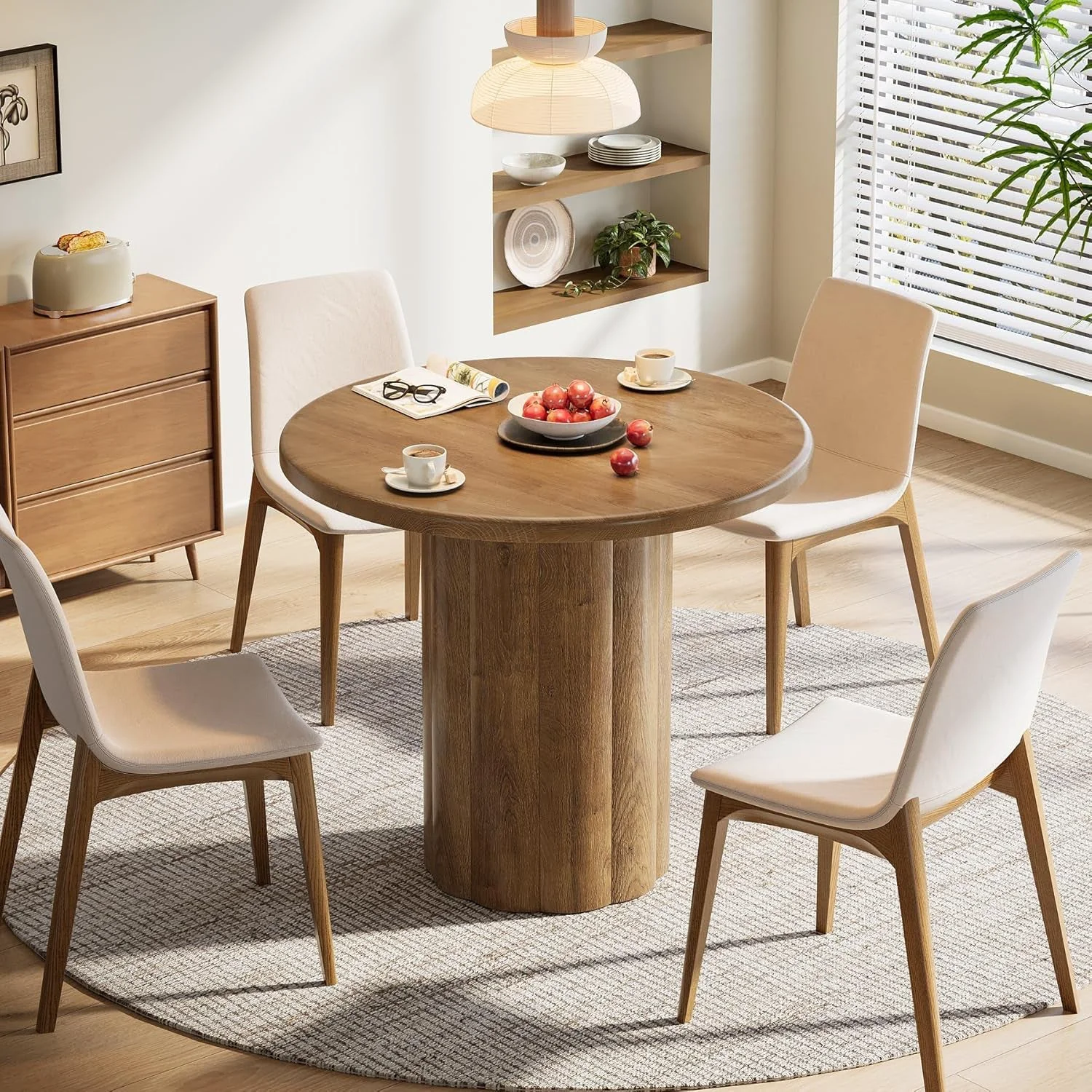 Exceptional Circular Dining Table Thirty One Inch Sturdy Base Design Practical