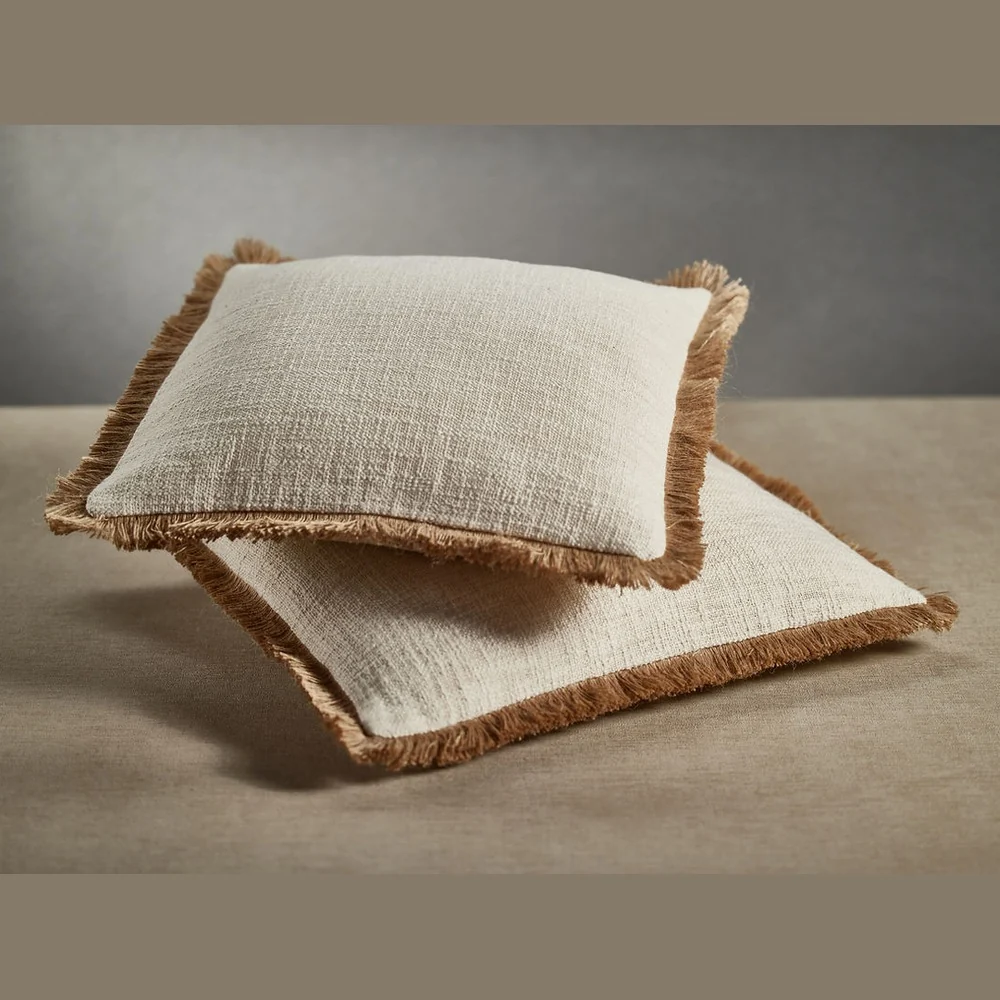 Next-Generation Zodax Amaranth Fringed Cotton And Jute Throw Pillows Set Of 2 Excellent