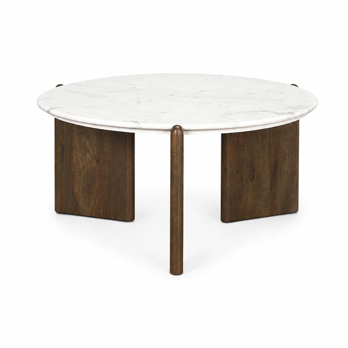 Relaxed Rumer Dark Brown Wood w White Marble Coffee Table Safe