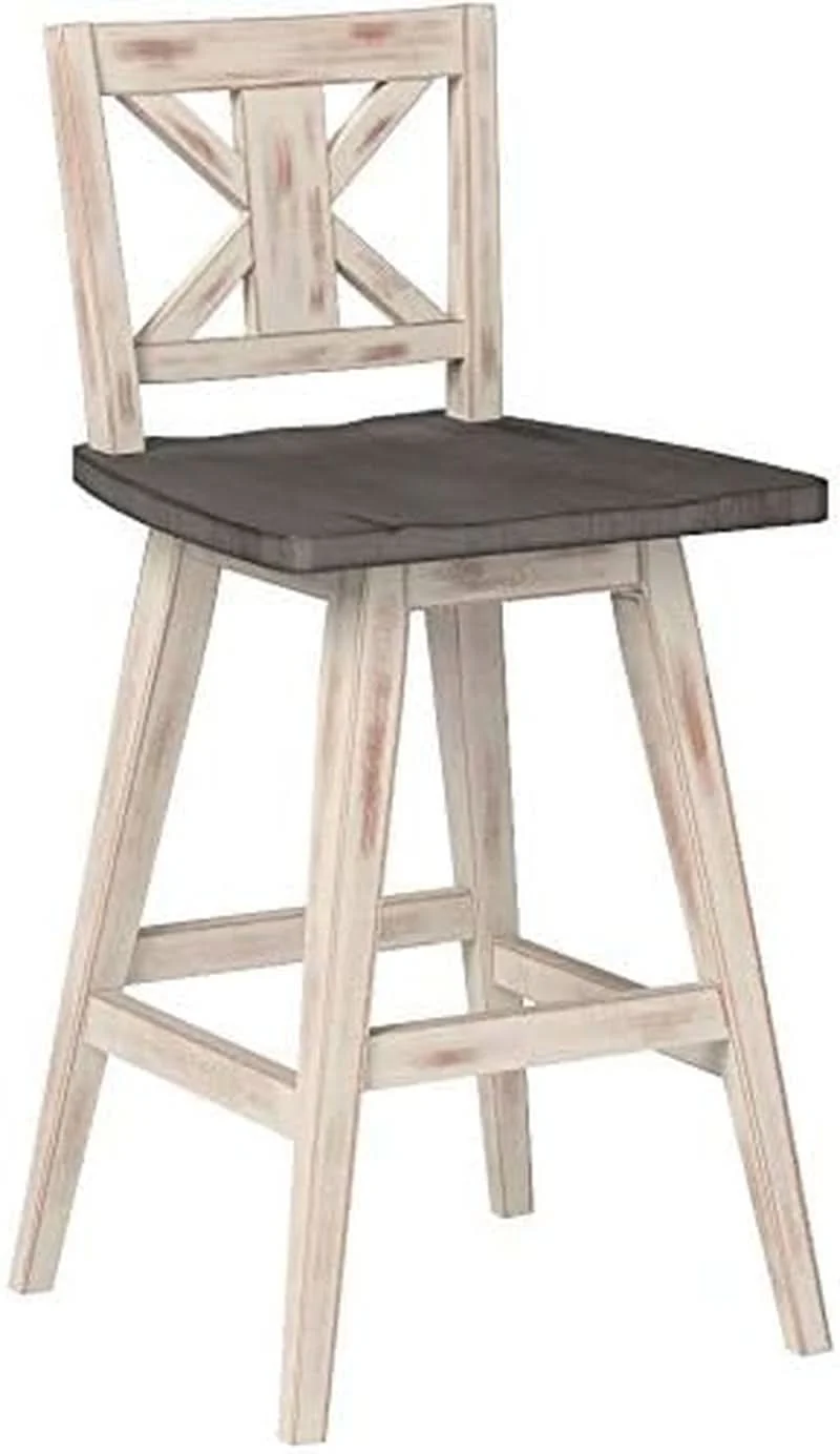 Natural Amsonia Counter Height Swivel Barstool Set 2 White Smooth