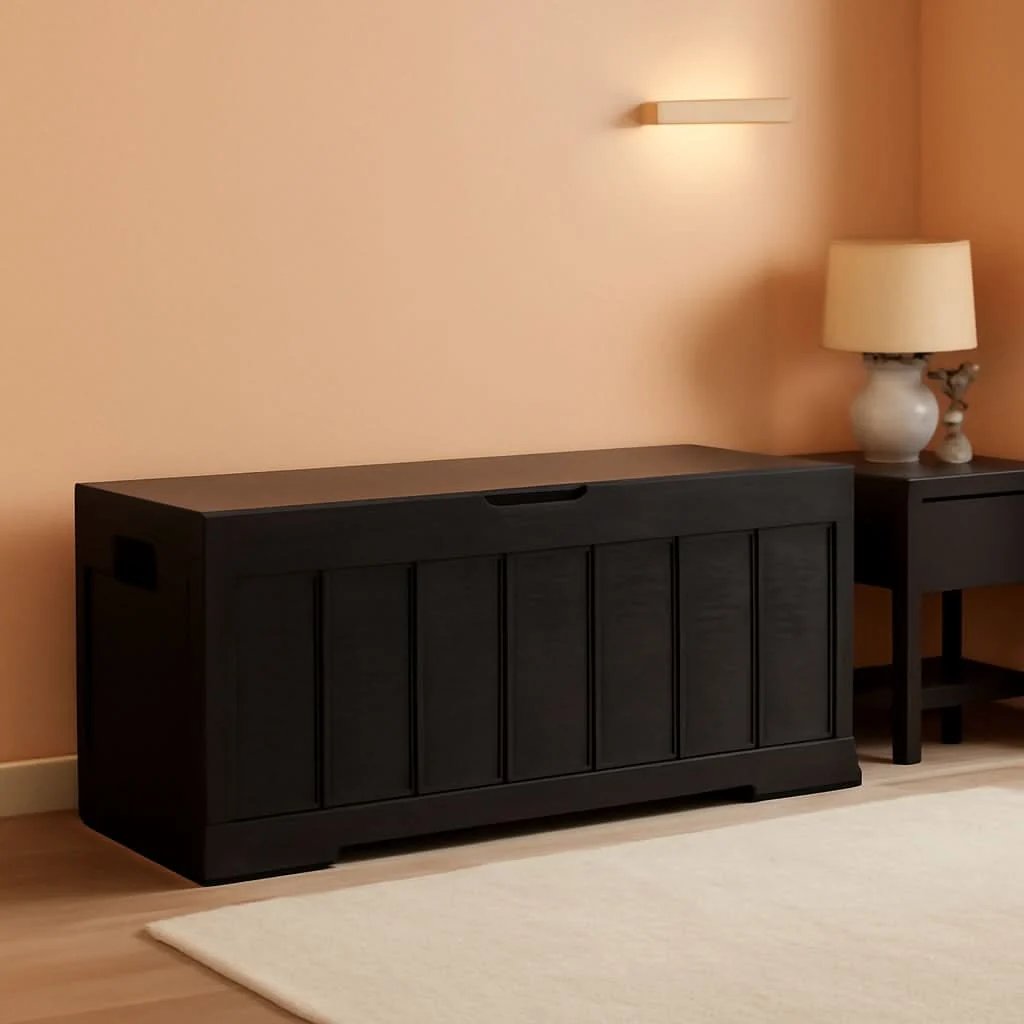 Safe ExtraLarge 51.2 InchesHigh Storage Chest Bench Black Fast
