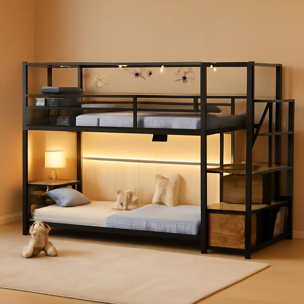 Trusted TwinOverTwin Black Metal Bunk Bed With StorageDrawers Excellent