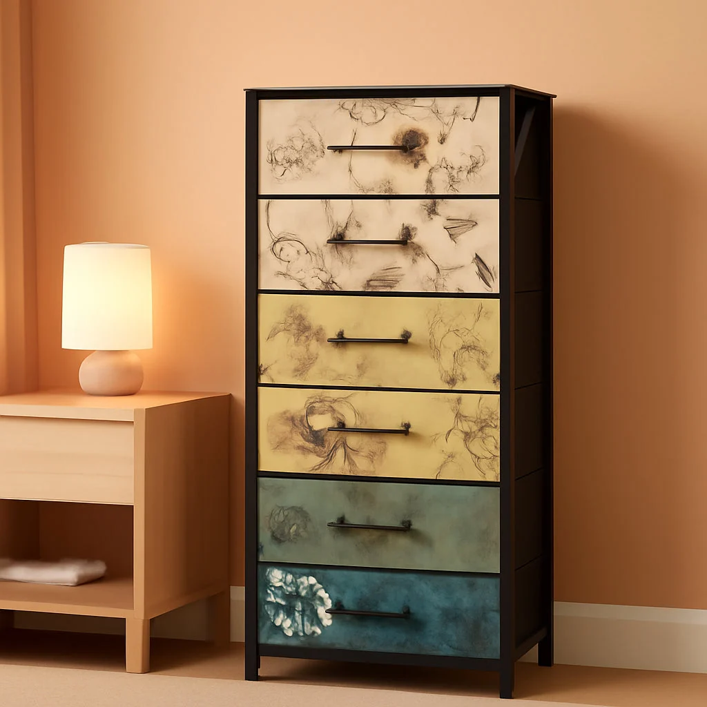 Professional Tallest Six Drawer Dresser Featuring Walnut Finish Pure