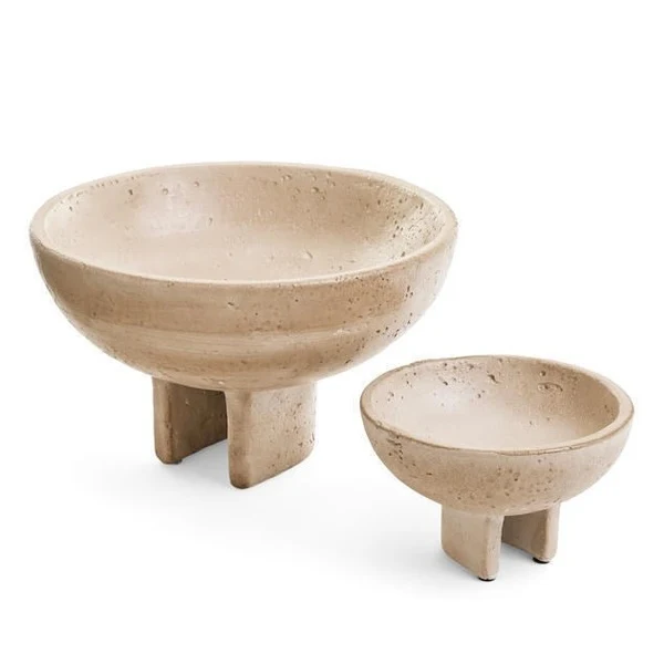Environmentally Friendly BOWL SMALL PEDESTAL CEMENT TRAVERTINE LOOK BEIGE Luxury