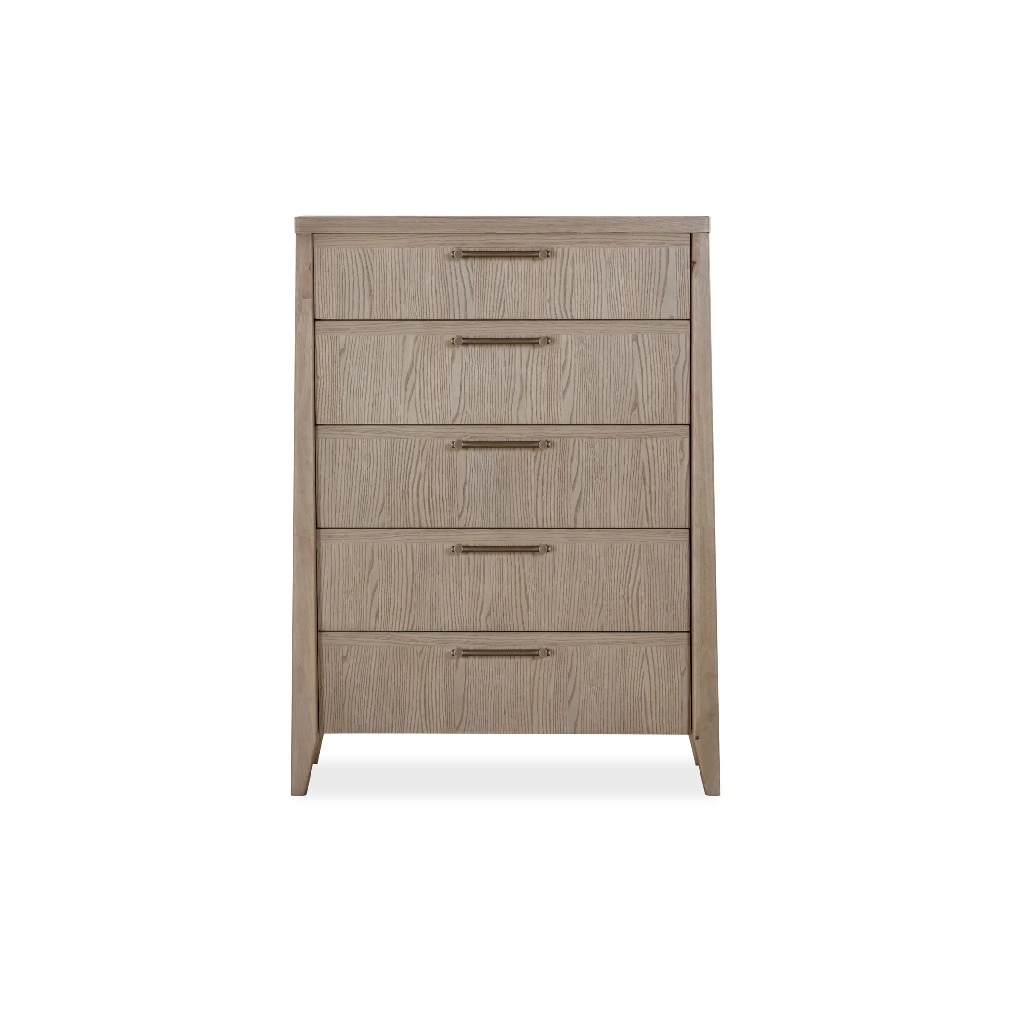 Smooth Nettie Five Drawer Ash Wood Chest in Ginger Original