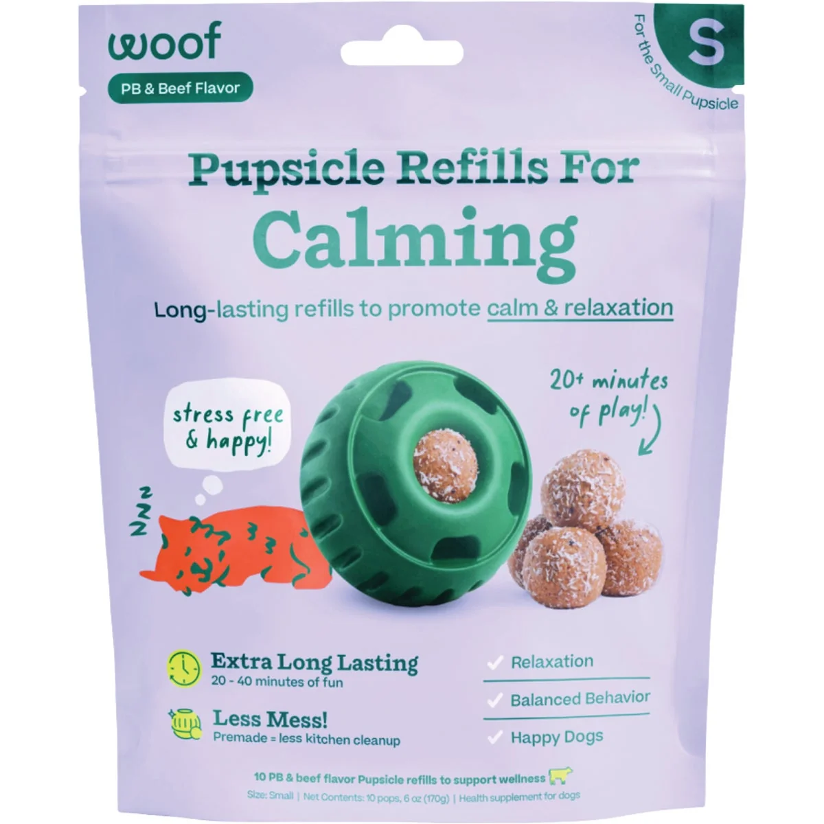 Effective Woof Pupsicle Small Calming Refill Pop Treat 10-Pack Durable