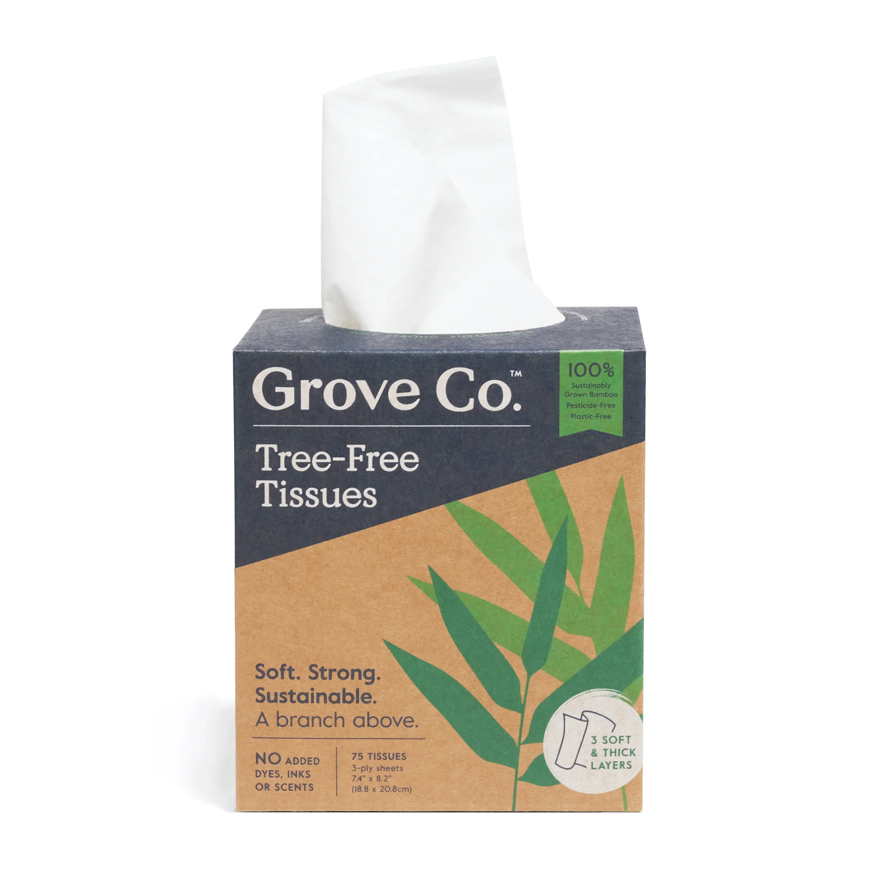 Top-Quality Grove Co. 3-Ply Bamboo Facial Tissues 75 sheets per box Innovative