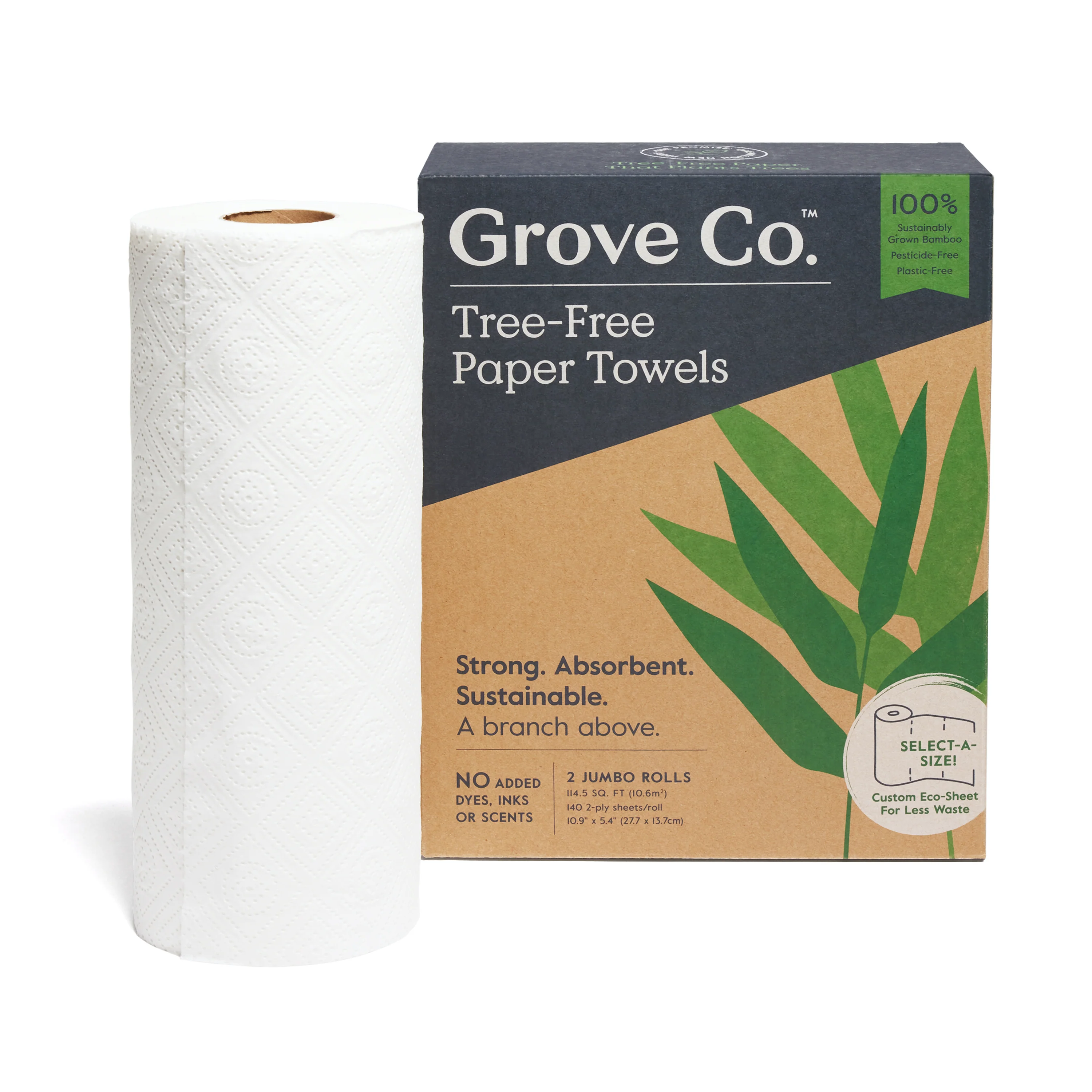 Enhanced Grove Co. 2-Ply Bamboo Paper Towels 140 sheets per roll Official