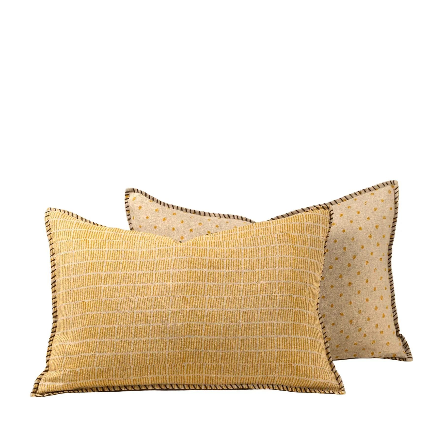 Artisan Dash Dot Linen Pillow Sunflower Contemporary