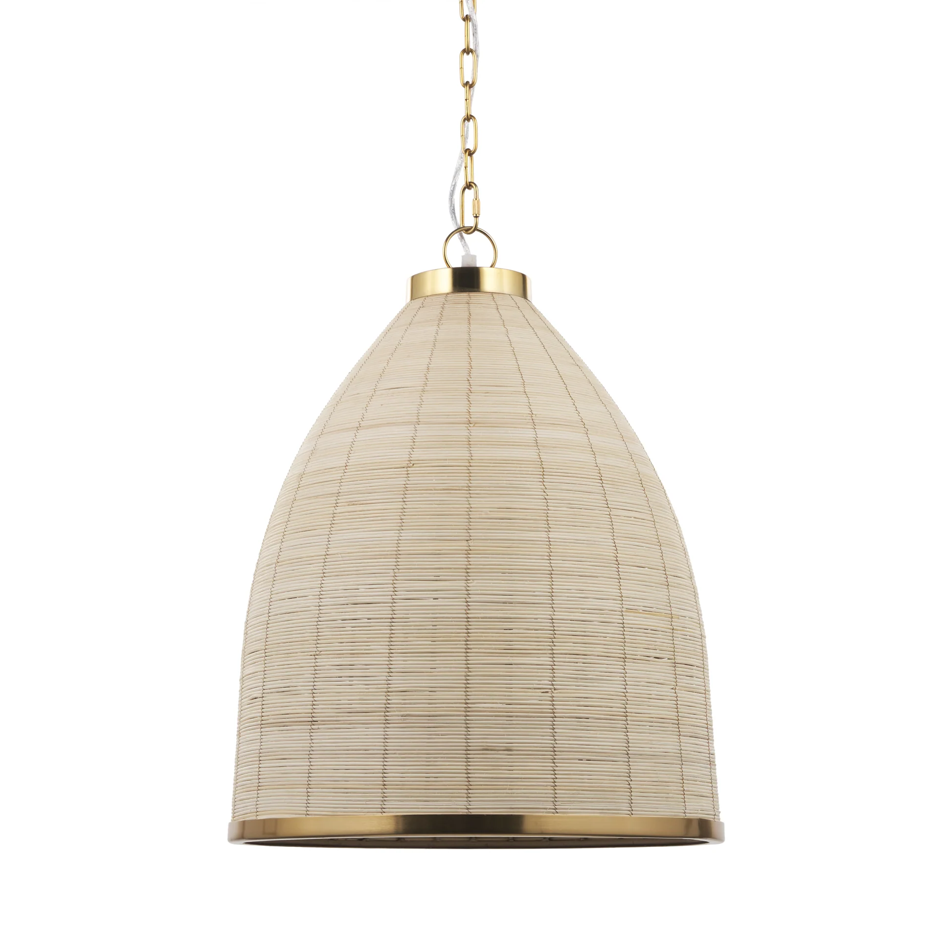 Smooth Saliha Cane w Brass Metal Pendant Light Green