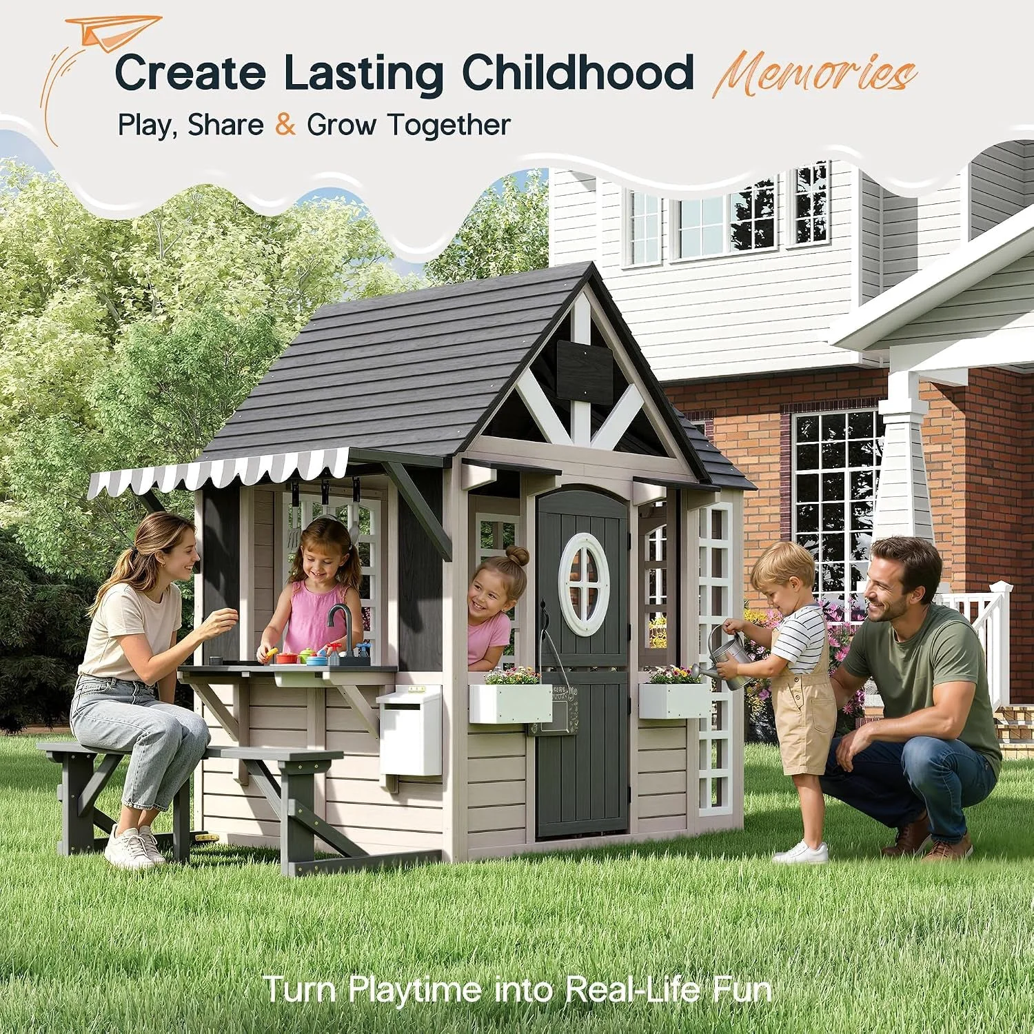 Lightweight Large Wooden Outdoor Playhouse With Kitchen Features Innovative