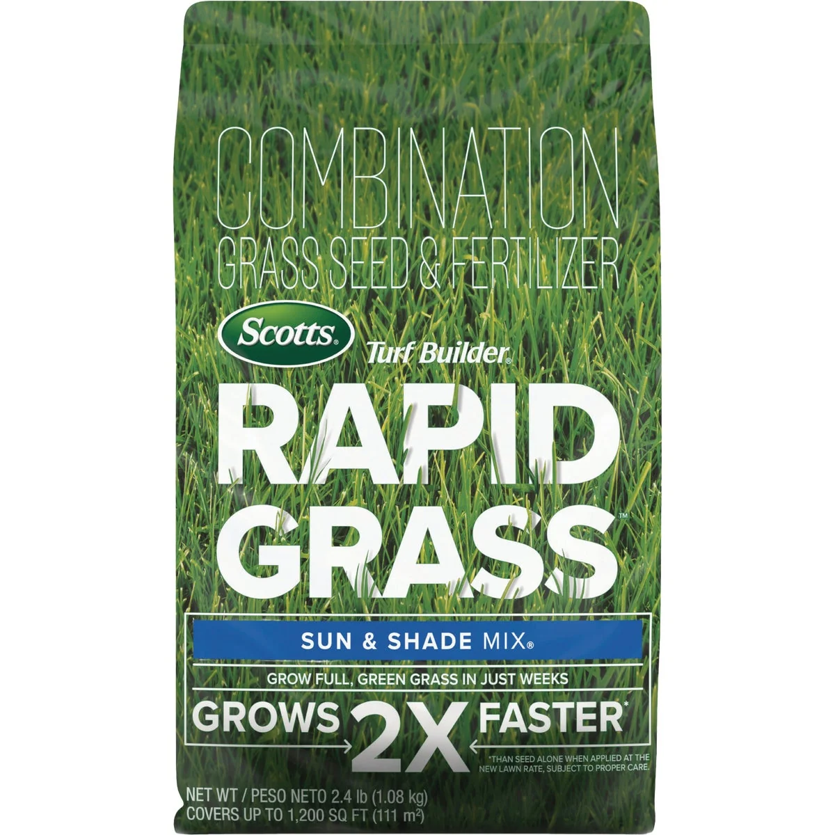 Eco-Friendly Scotts Turf Builder Rapid Grass 2.4 Lb. 1200 Sq. Ft. Sun Shade Mix Grass Seed Fertilizer Combination Fine