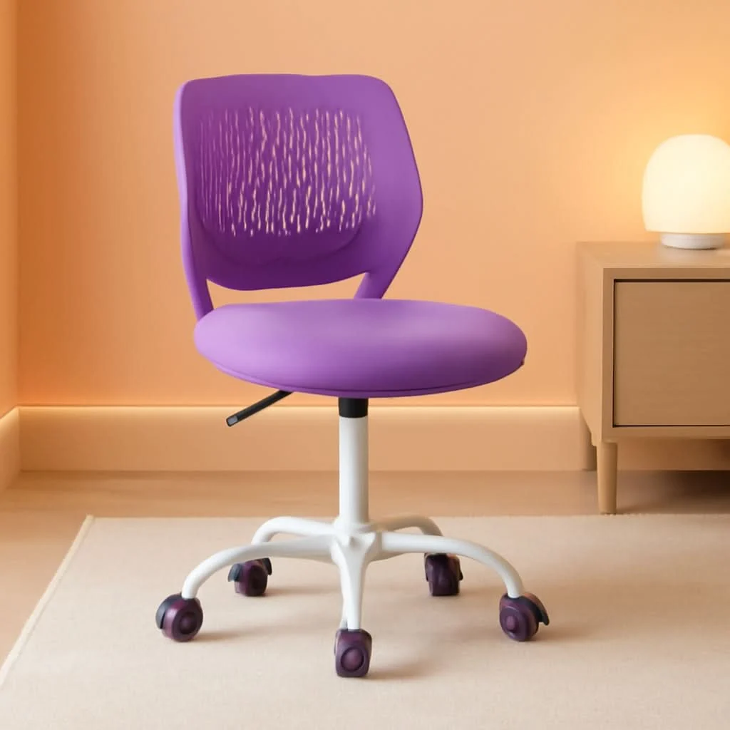 Environmentally Friendly Purple Kids Desk Chair Lumbar Support Height Adjustable Powerful