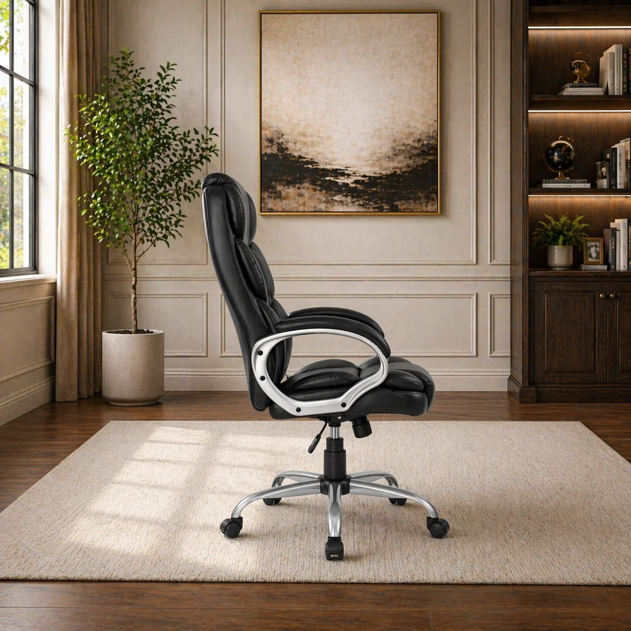 High-Performance 62 Executive Desk Ergonomic Office Chair Set with Drawers Cabinet Excellent