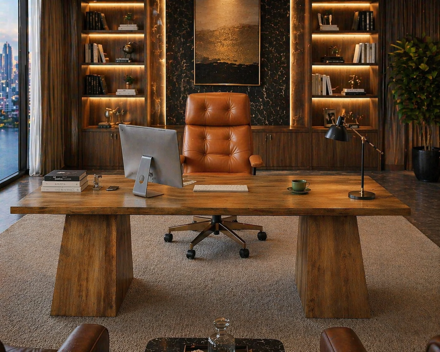 High-End 63 Executive Desk with Power Outlets Storage Ergonomic Wide Offic Verified