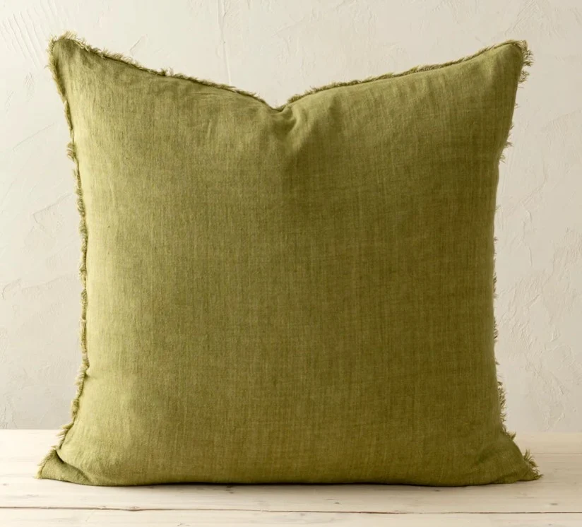 Official 24x24 Lina Linen Pillow Dark Moss Trendy
