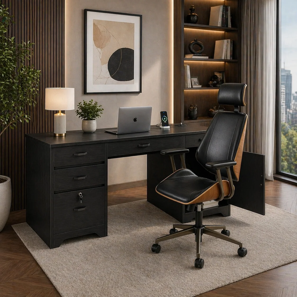 Optimized ShipItFurniture 59 Executive Office Desk Ergonomic Chair Set with L Reusable
