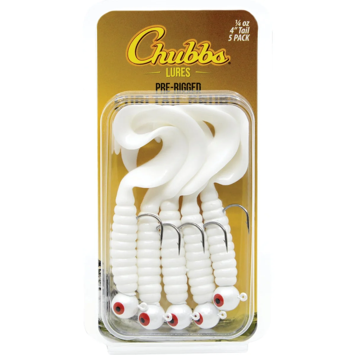 Crafted Chubbs 3 In. White Curltail Grub 5-Pack Casual