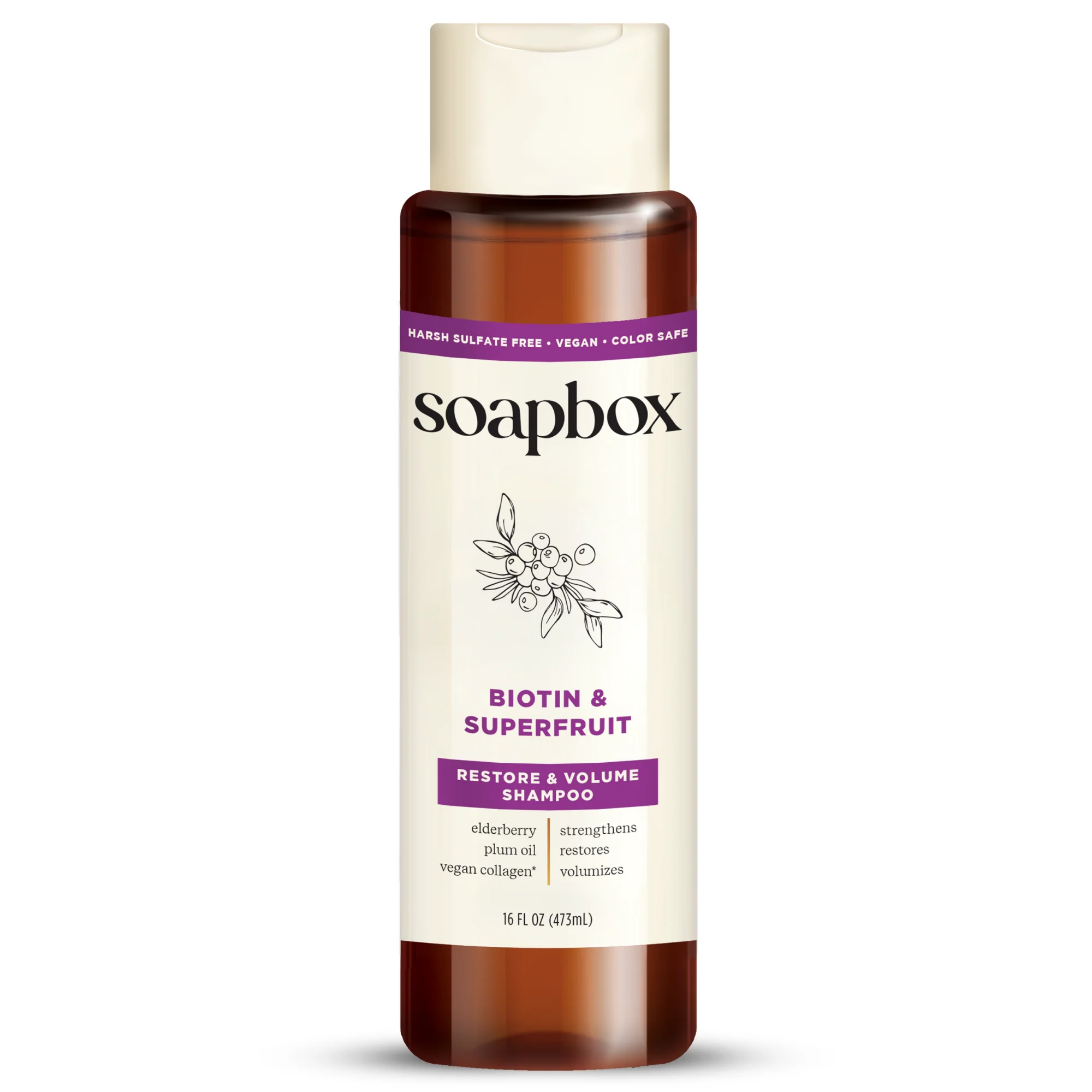Eco-Friendly Soapbox Biotin and Superfruit Restore Volumize Shampoo Breathable