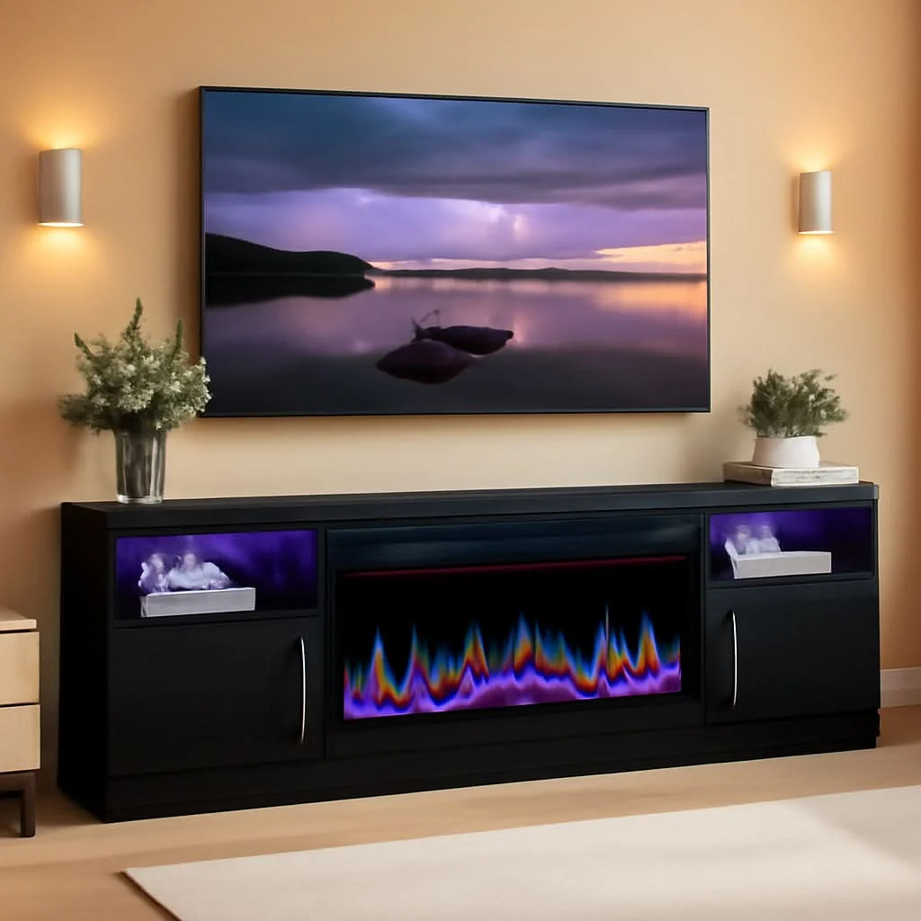 Organic LED Electric Fireplace Entertainment Center 80 Inch Elite