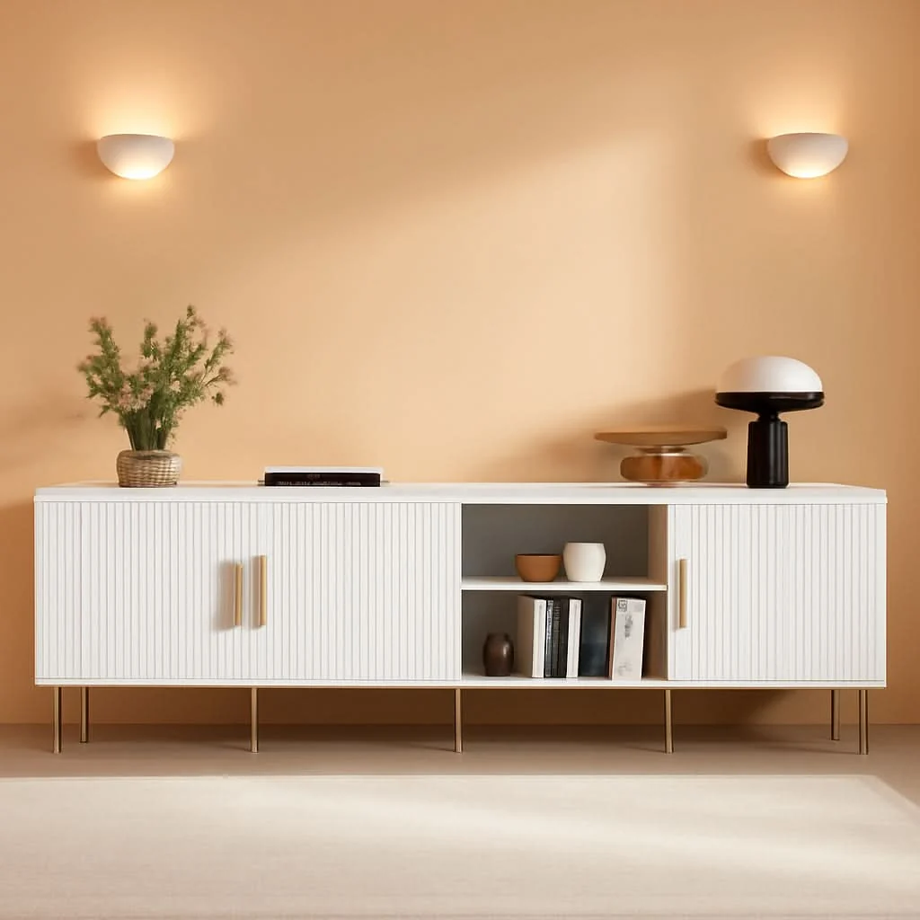 Effective White TV Console With Entertainment Storage 80 Inch Original Design