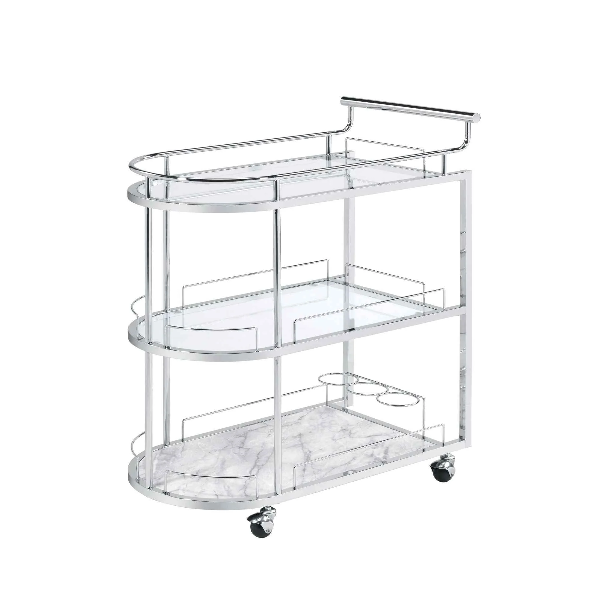 Casual Inyo - Serving Cart - Clear Glass Chrome Enhanced