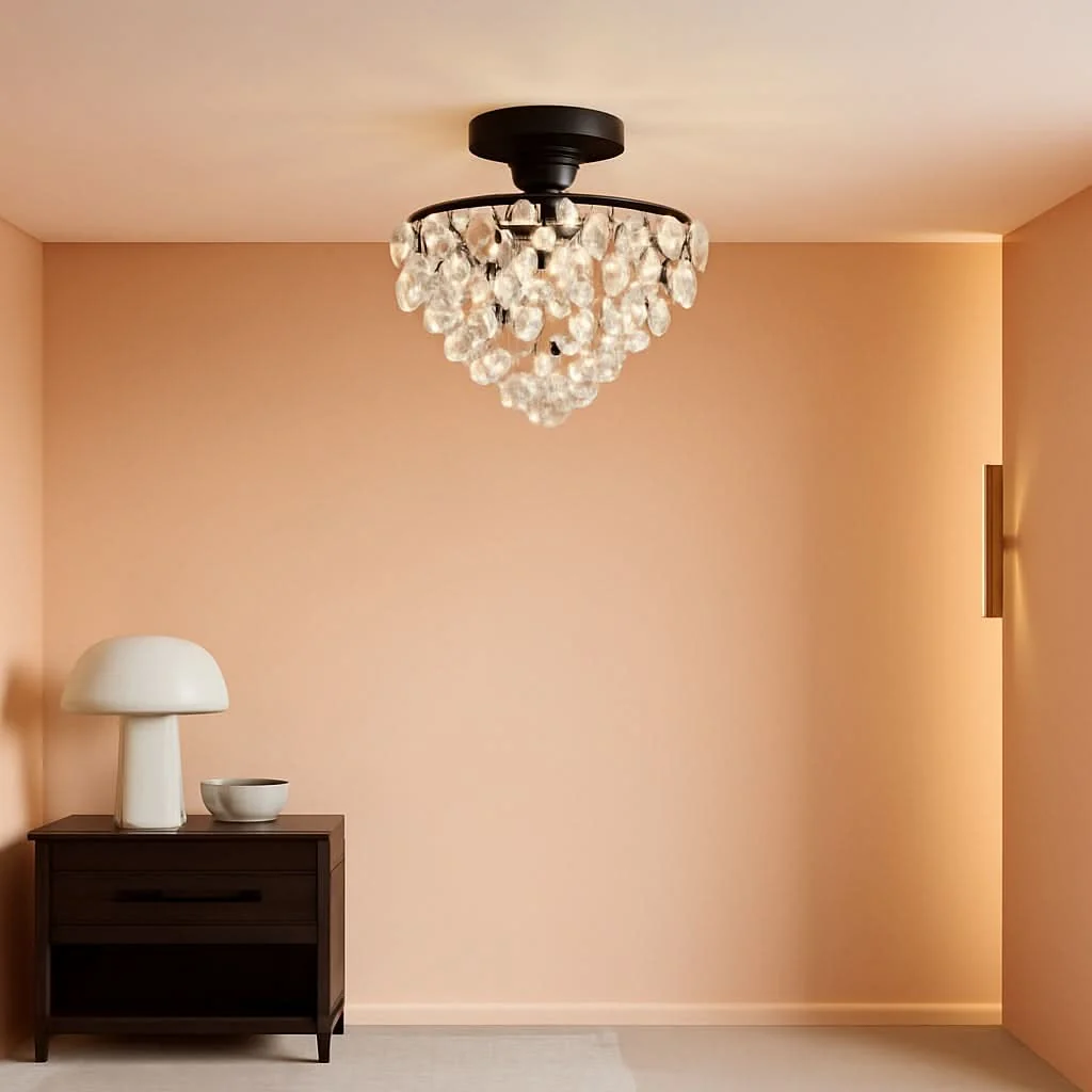 Fine Black Crystal Ceiling Light Fixture Semi Flush Mount Exceptional