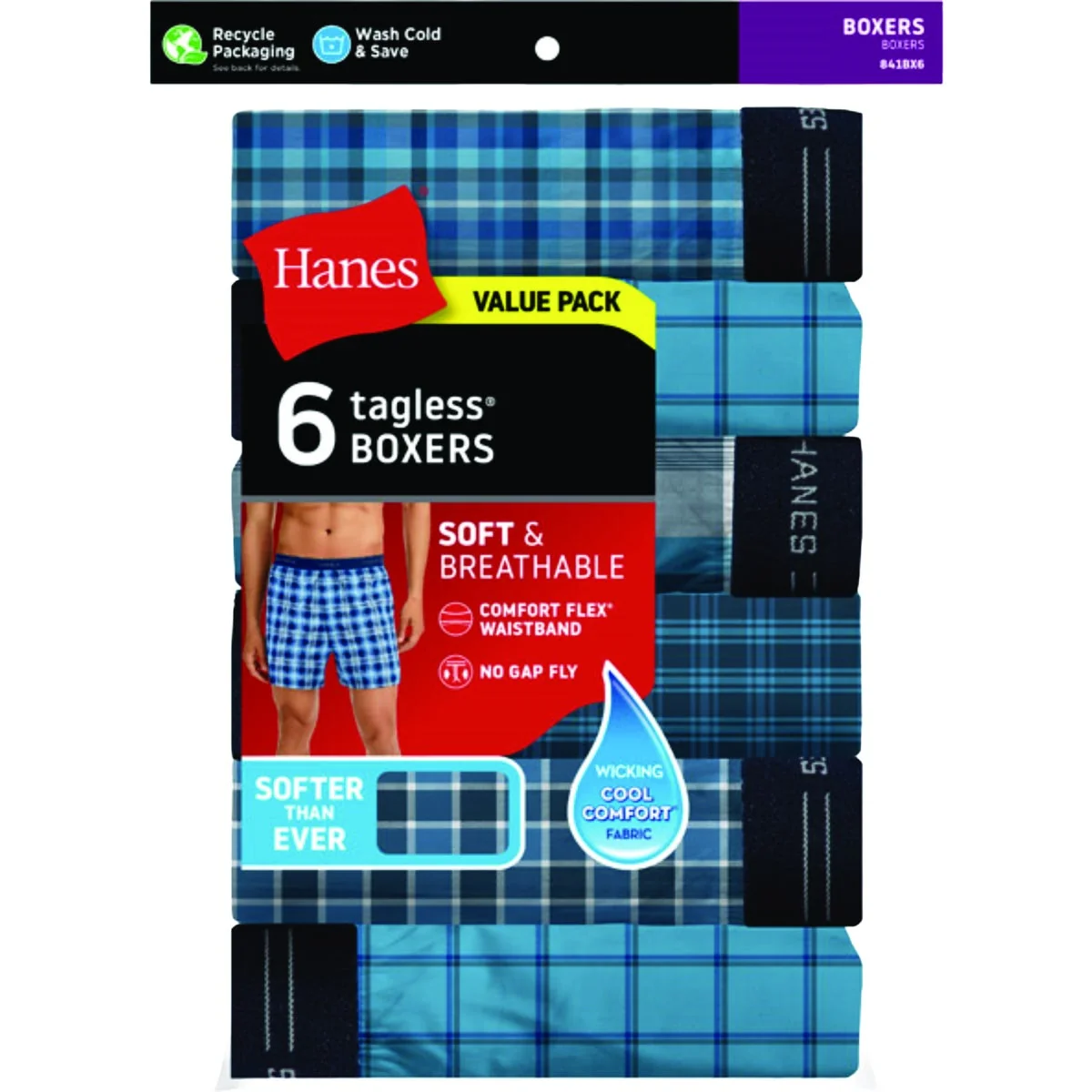 Smart Hanes Men's S Woven Multi-Color Boxer 6-Pack Elegant