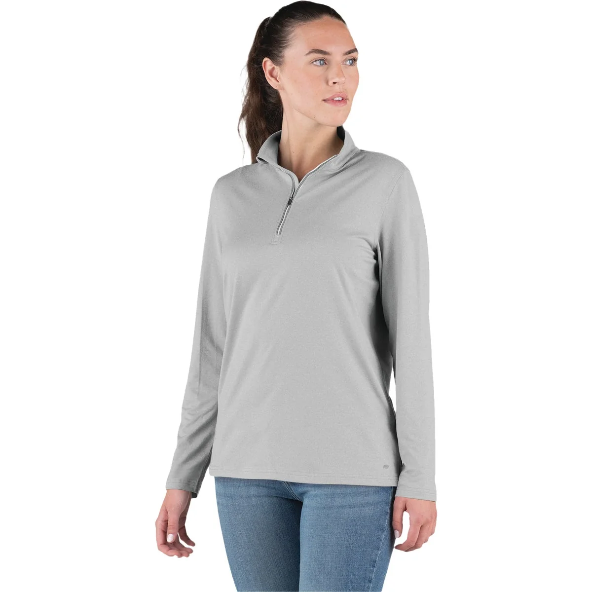 Solid Berne Women's 2XL Heather Gray Midweight UPF Quarter-Zip Shirt Safe