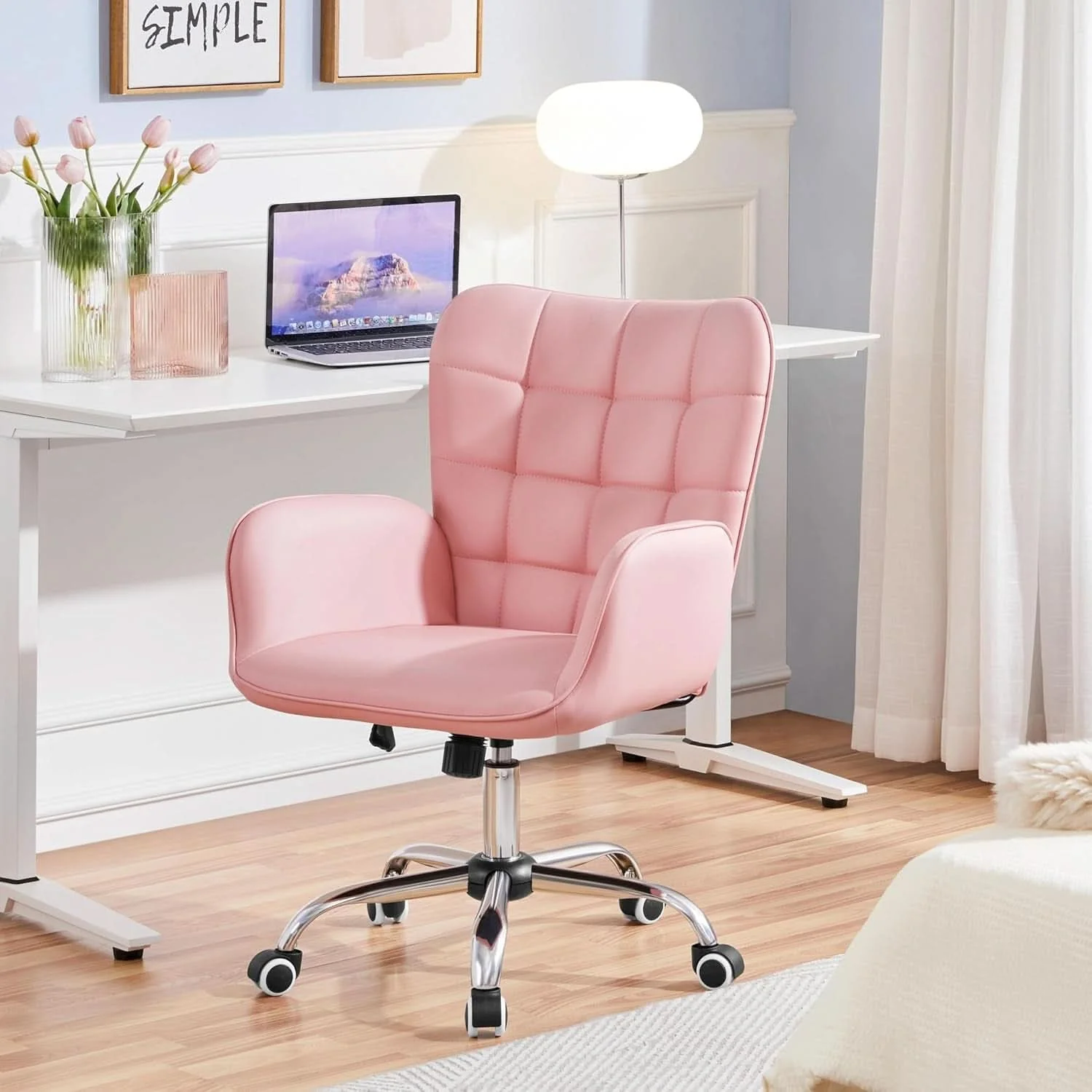 Natural Pink Ergonomic Office Chair With Adjustable Height Innovative