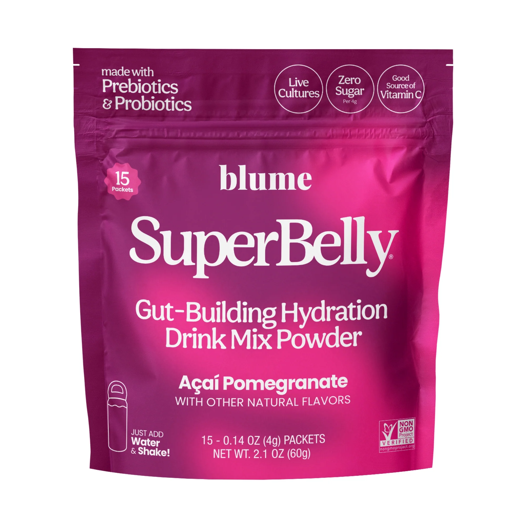 Smooth blume SuperBelly Gut-Building Hydration Drink Mix Powder Packets Next-Generation