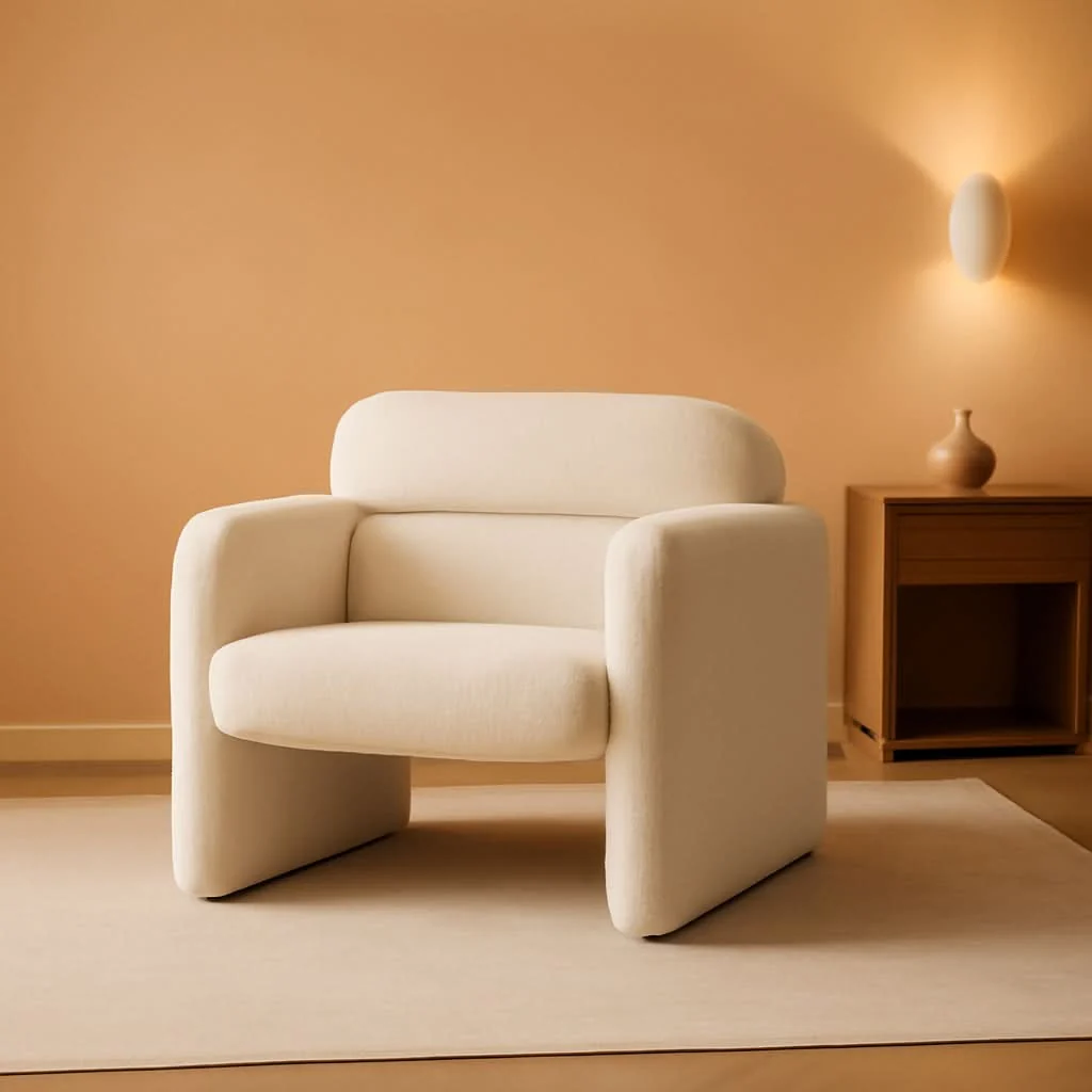 Sophisticated LuxuriousAndComfortable Lambswool Fabric Accent Chair With Arms Excellent