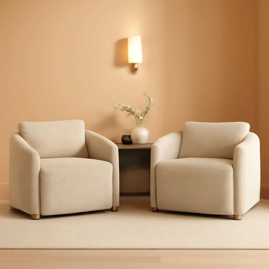 Efficient Boucle Barrel Chair Set 2 CloudSoftSherpaLounge Velvet Fine Crafted