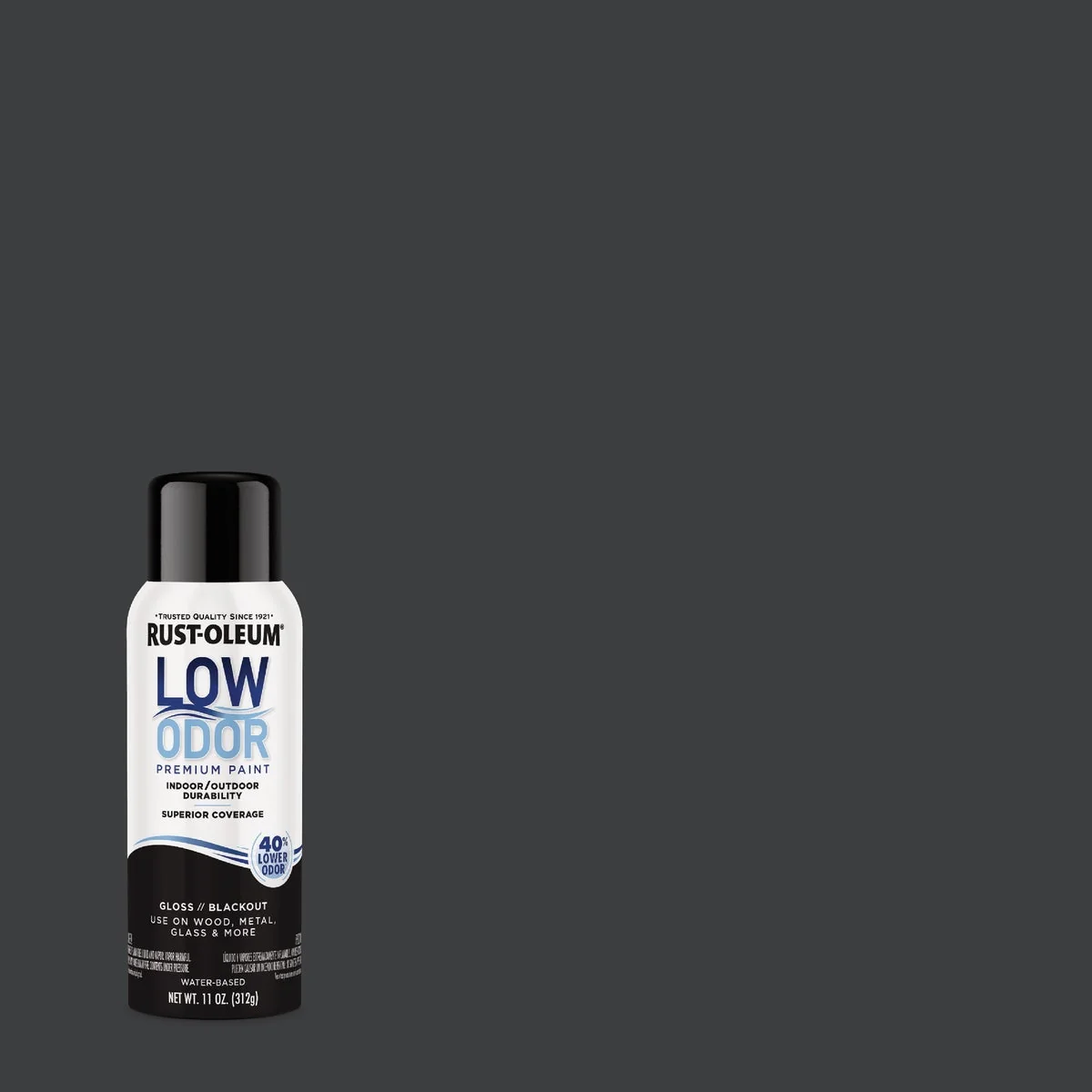 Eco-Friendly Rust-Oleum Low Odor Water-Based 11 Oz. Gloss Spray Paint Blackout Specialty