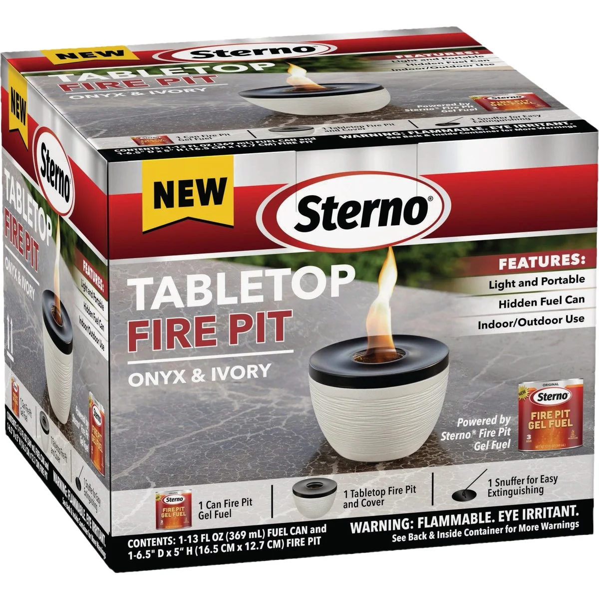 Exclusive Sterno Small Onyx with Black Lid Tabletop Fire Pit Pure