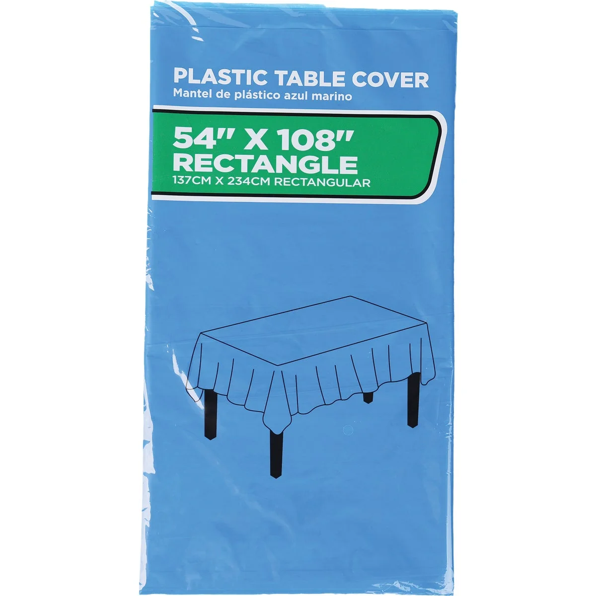 Traditional 54 In. x 108 In. Cobalt Blue Rectangular Plastic Table Cover Breathable