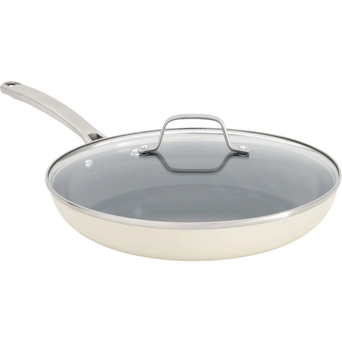 Sustainable Calphalon 12 In. Ceramic Nonstick Fry Pan with Lid Flour Secure