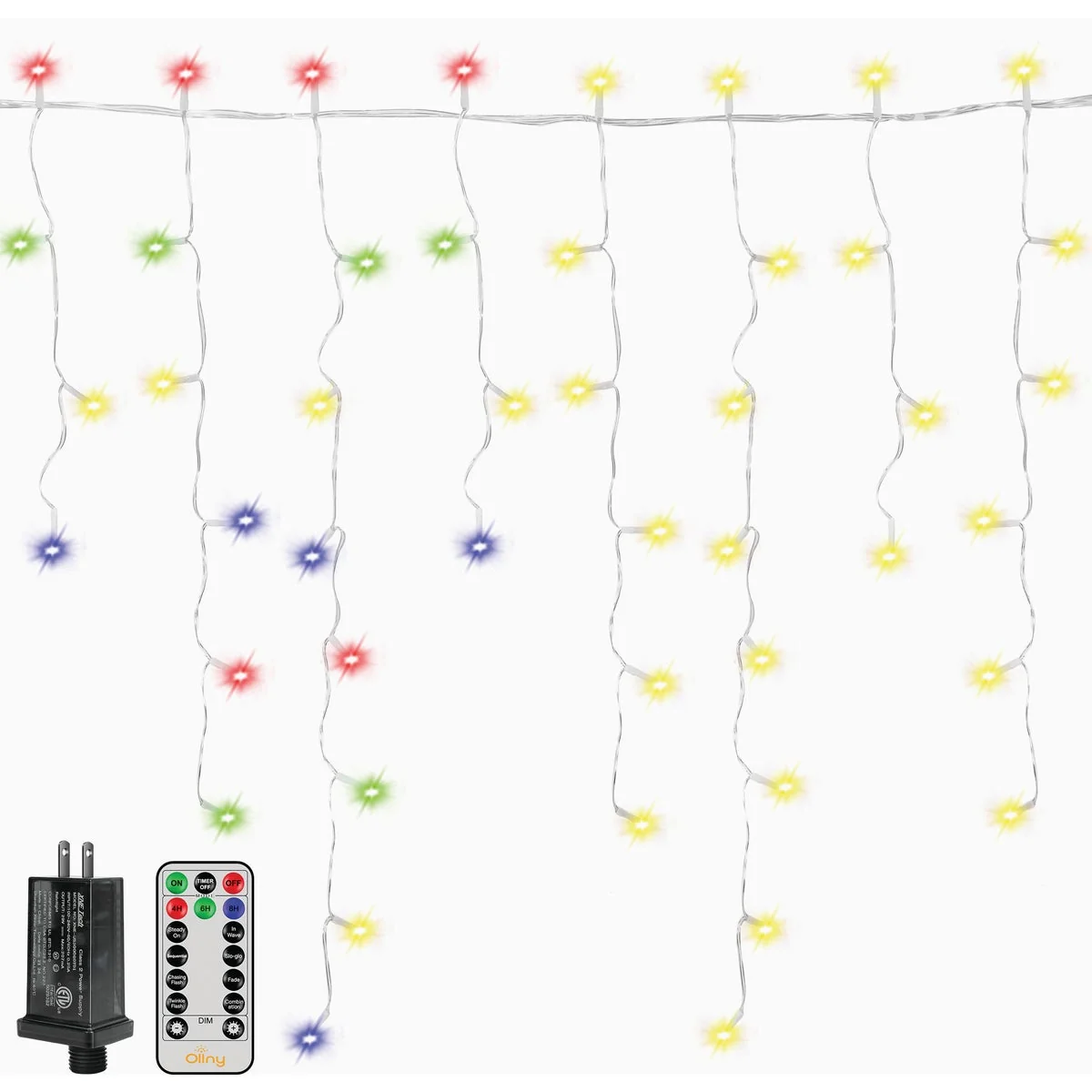 Effective Ollny Warm White Multi 306-Bulb LED Icicle Lights with Clear Cable Versatile