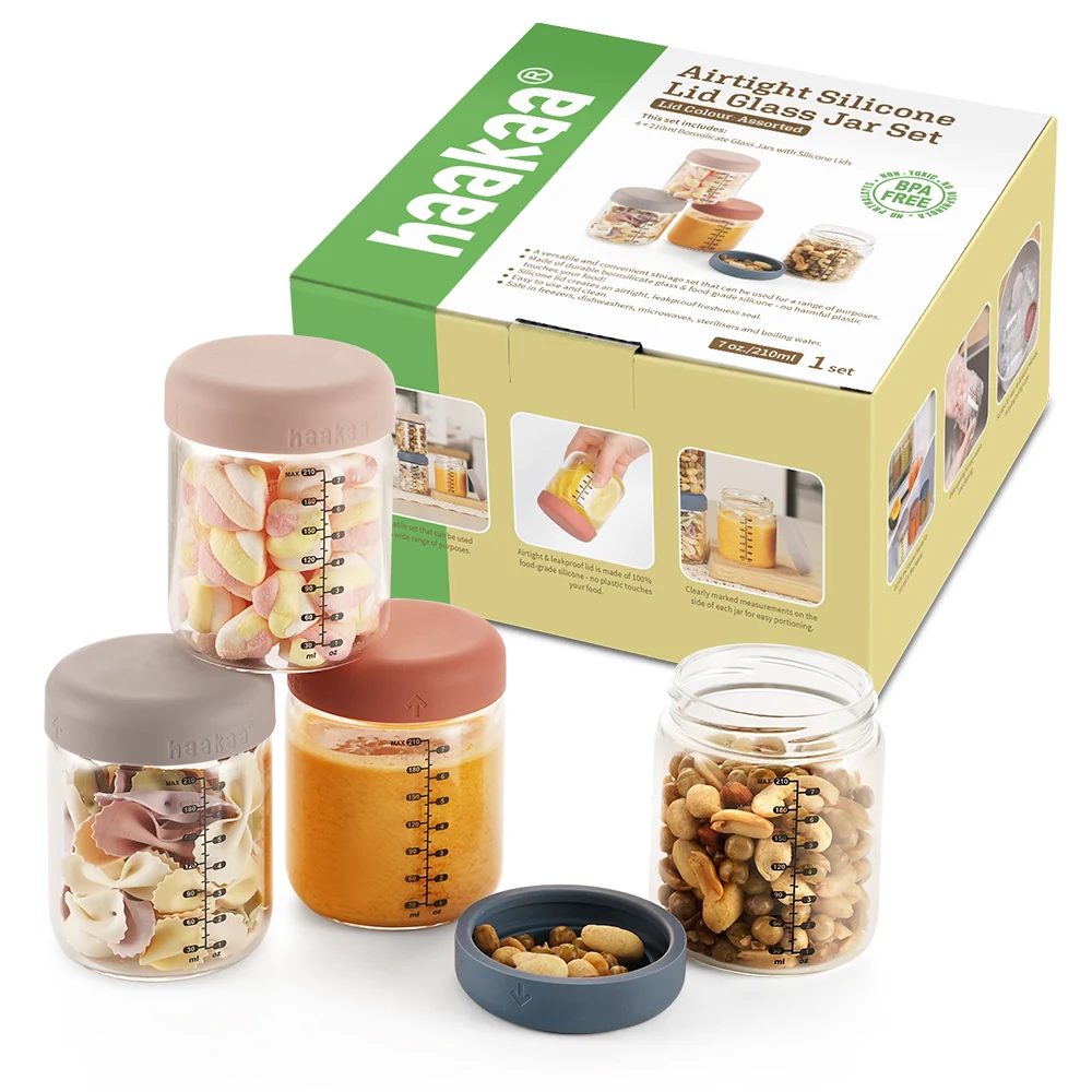 Modern Haakaa Glass Baby Food Storage Jar Set Smooth