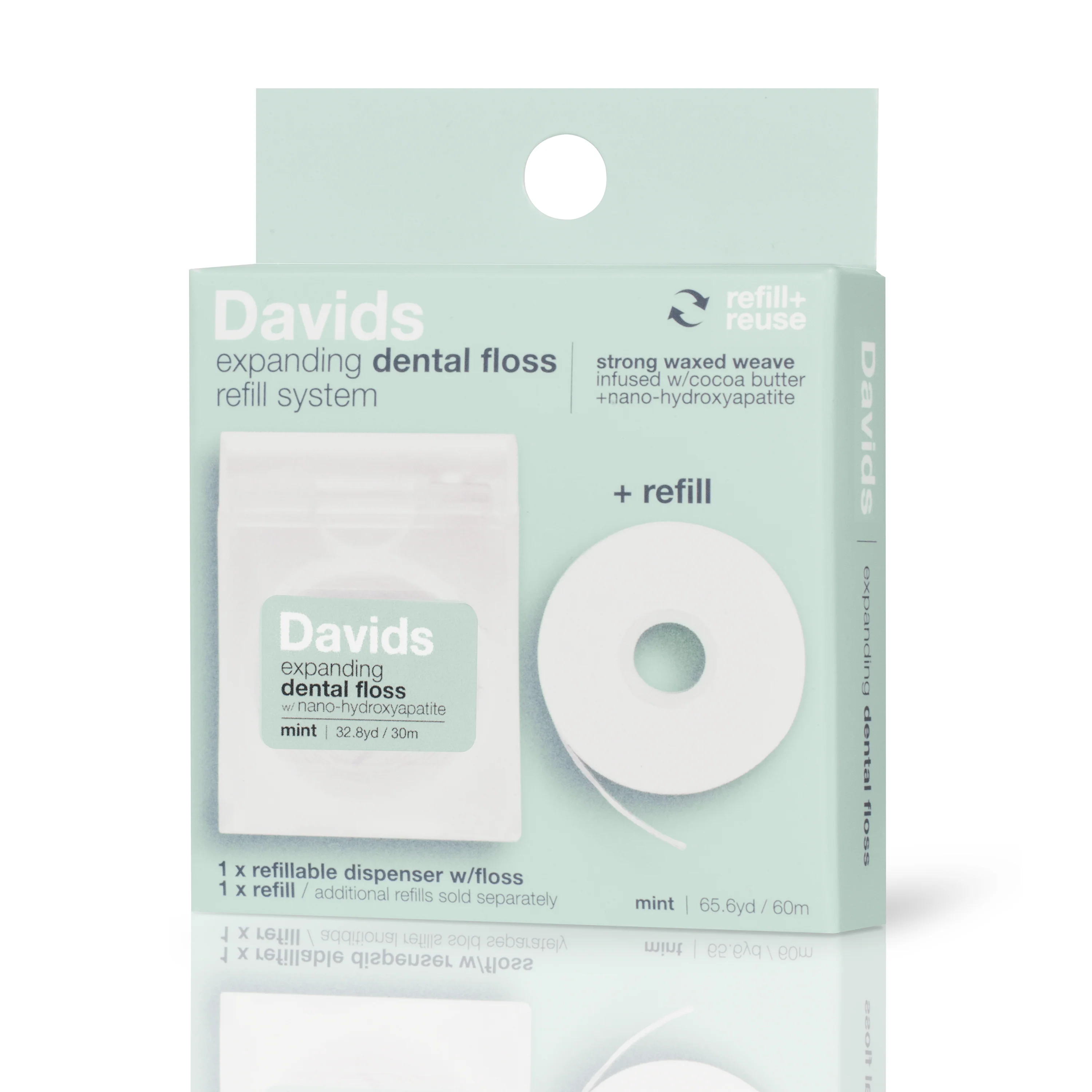 Reusable Davids Hydroxi Expanding Dental Floss Refill System Long-Lasting