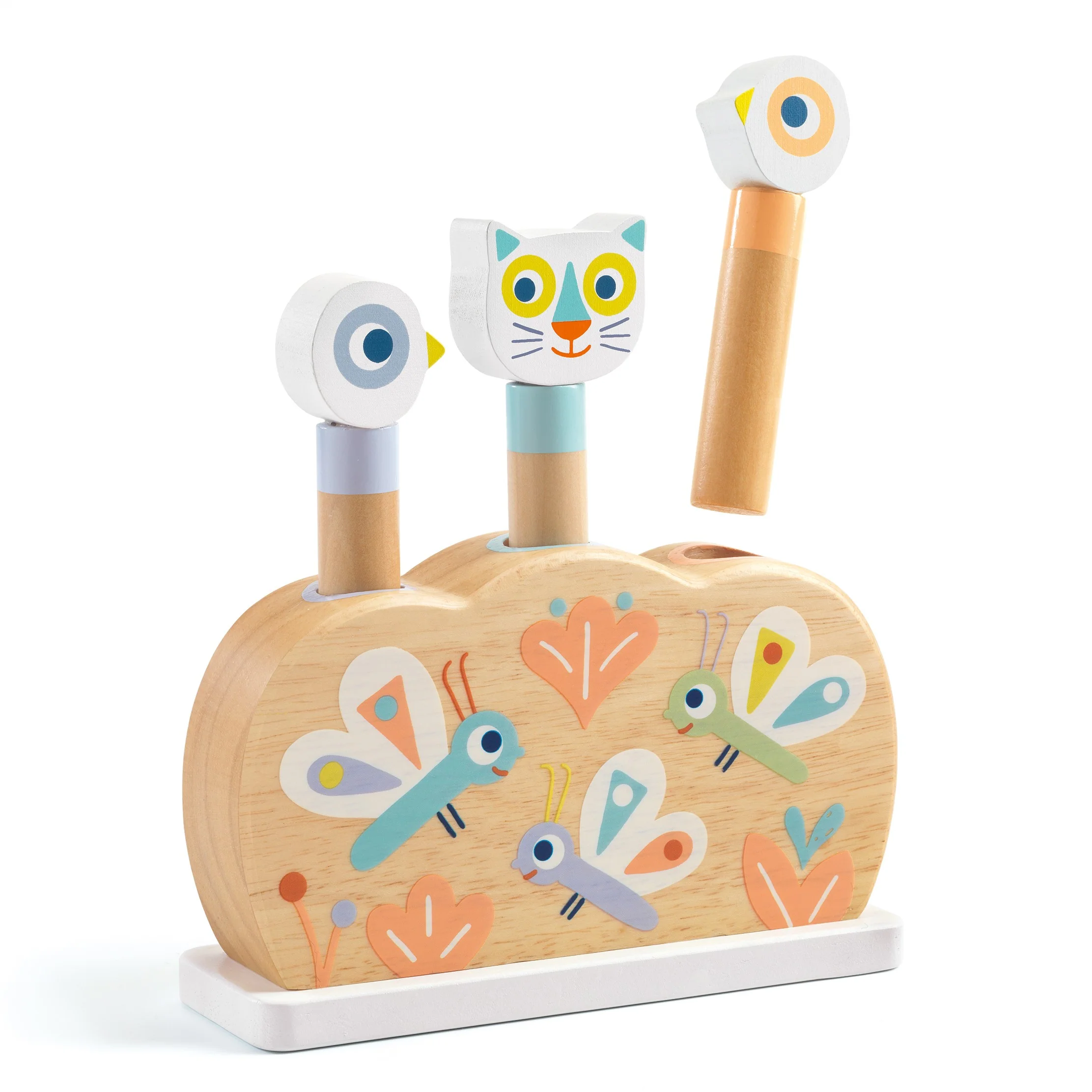 Fashionable DJECO Baby Popi Pop-Up Puzzle Toy made from FSC® Wood Effective