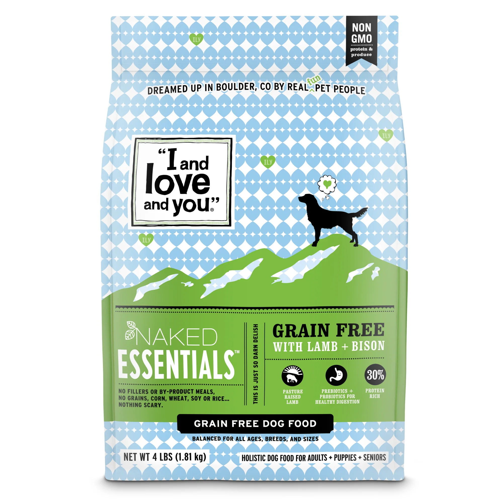 Practical I and Love and You Naked Essentials Grain- Lamb and Bison Recipe Dry Dog Food Refined