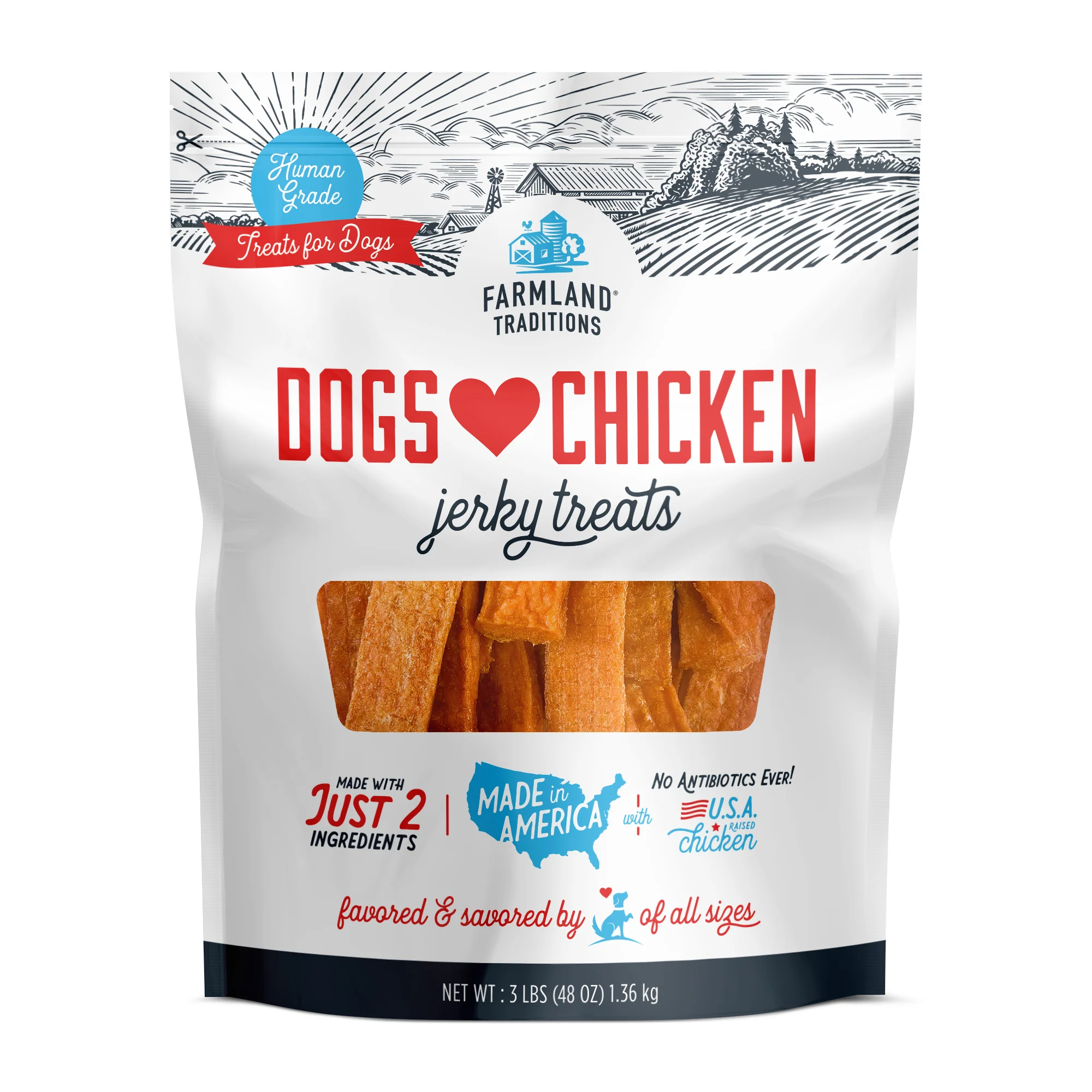 Carefully Designed Farmland Traditions Dogs Love - Chicken Human Grade No Antibiotics Ever Jerky Treats Flexible