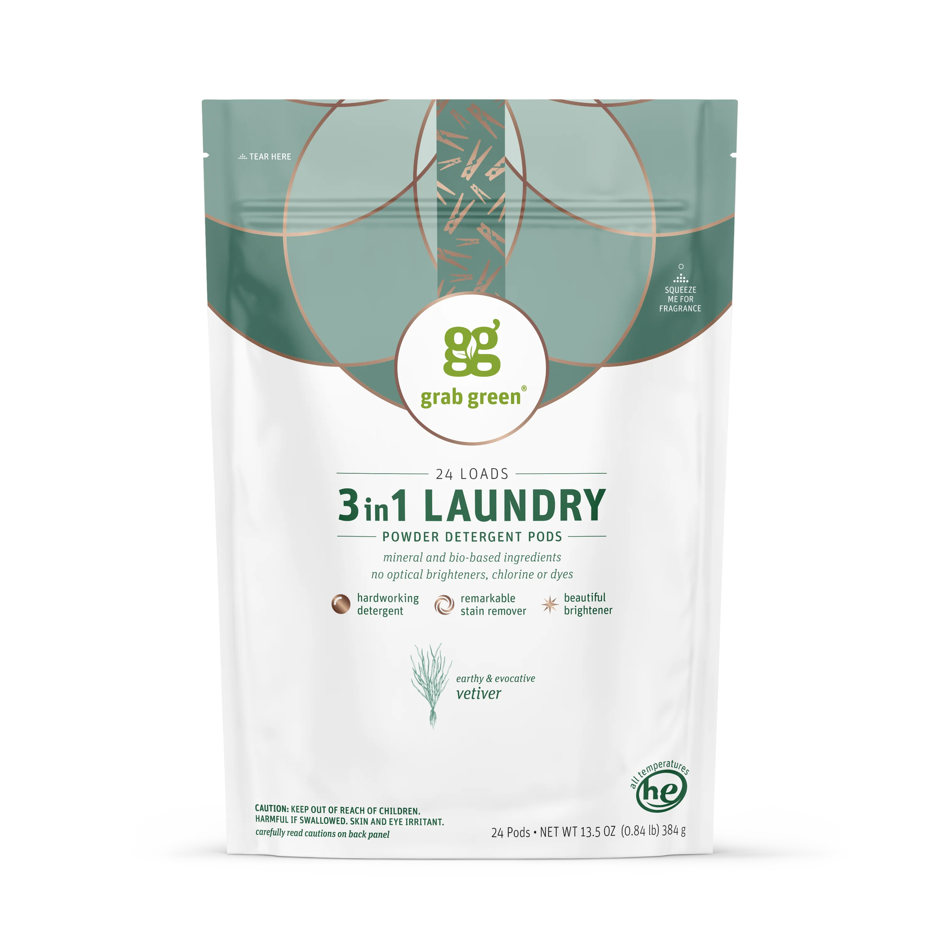 Classic grab green 3 in 1 Laundry Detergent Pods - Vetiver Fashionable