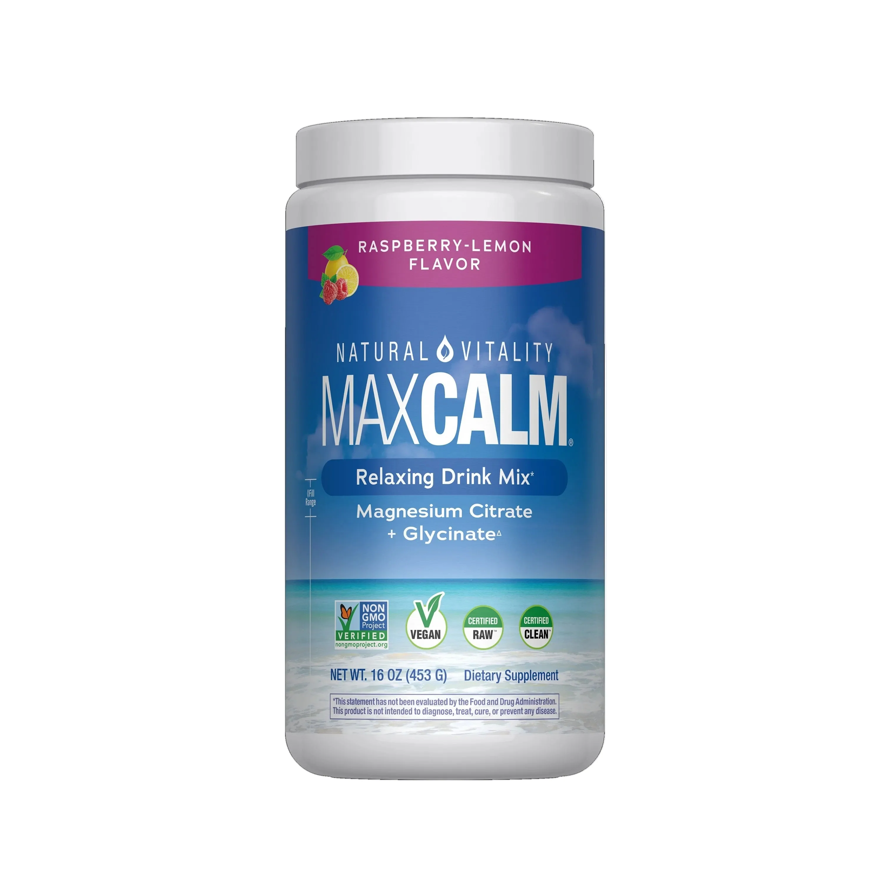 Lightweight Natural Vitality MAXCALM Powder Raspberry-Lemon Quality