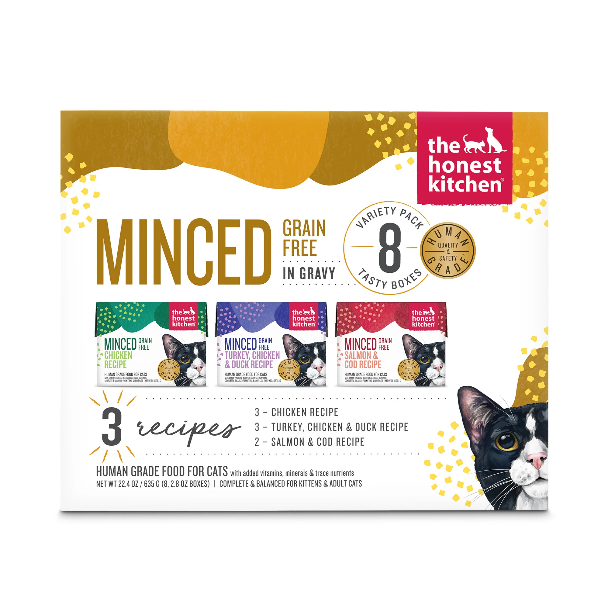 Carefully Designed The Honest Kitchen Minced Wet Cat Food Grain in Bone Broth Gravy Variety Pack High-Performance