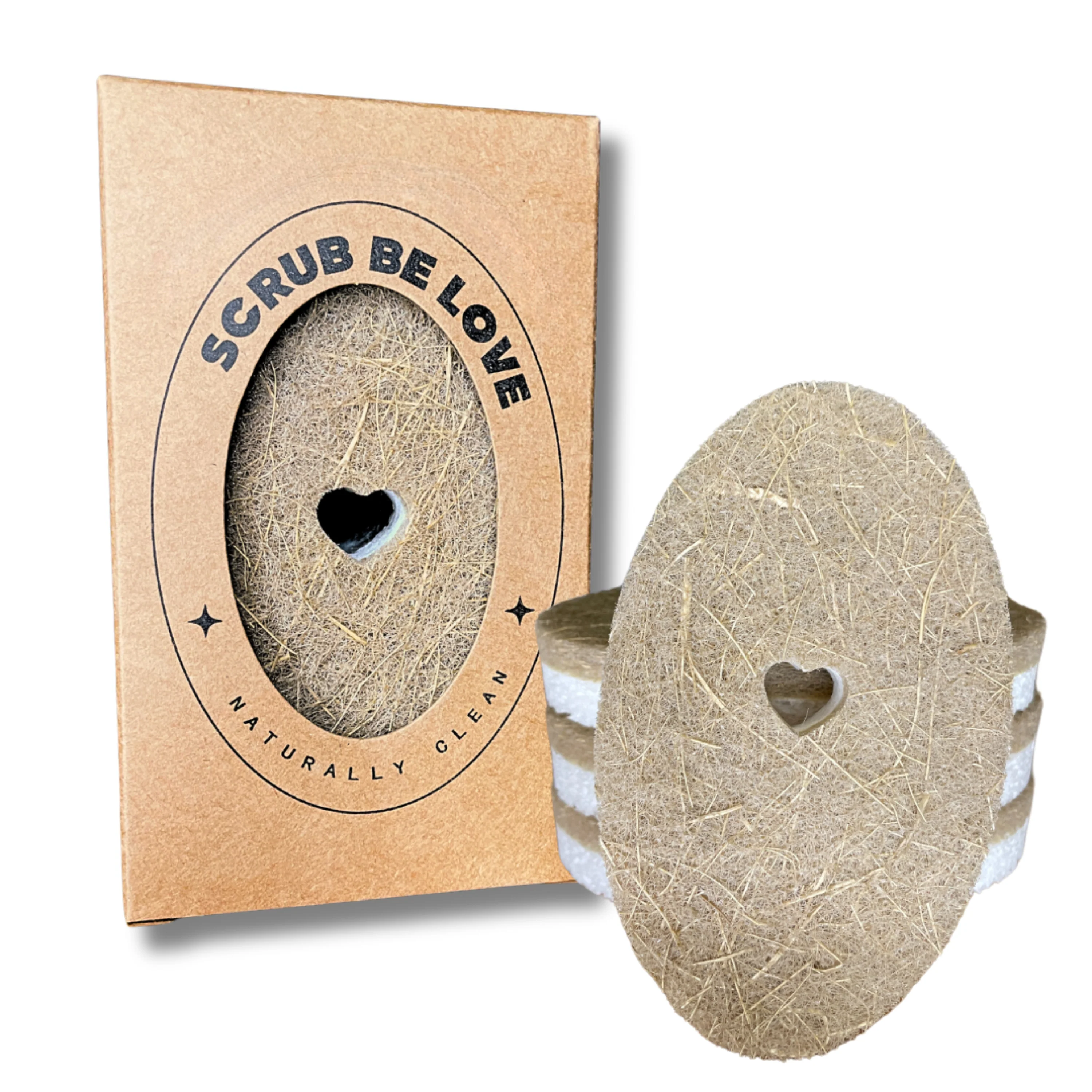 Stylish Scrub Be Love Oval Heart Dish Sponge Pack Secure