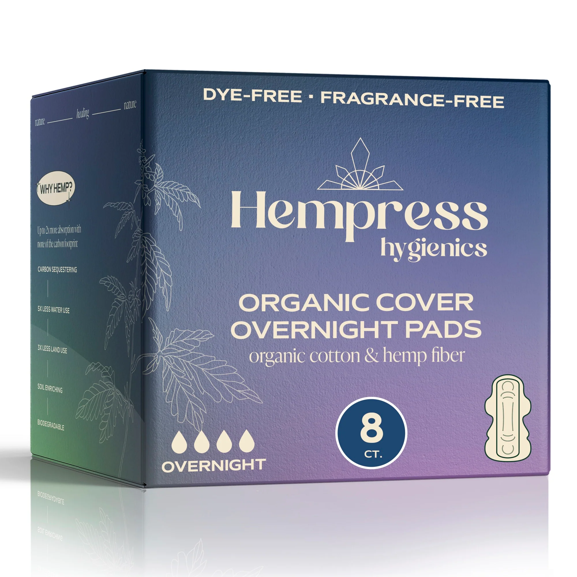 Reliable Hempress Hygienics Hemp Overnight Pads Recyclable