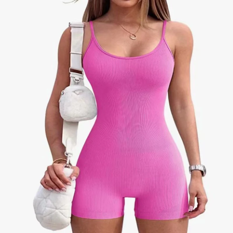 Breathable Women's Ribbed Yoga Jumpsuit – Sleeveless Backless Tight Fit Effective